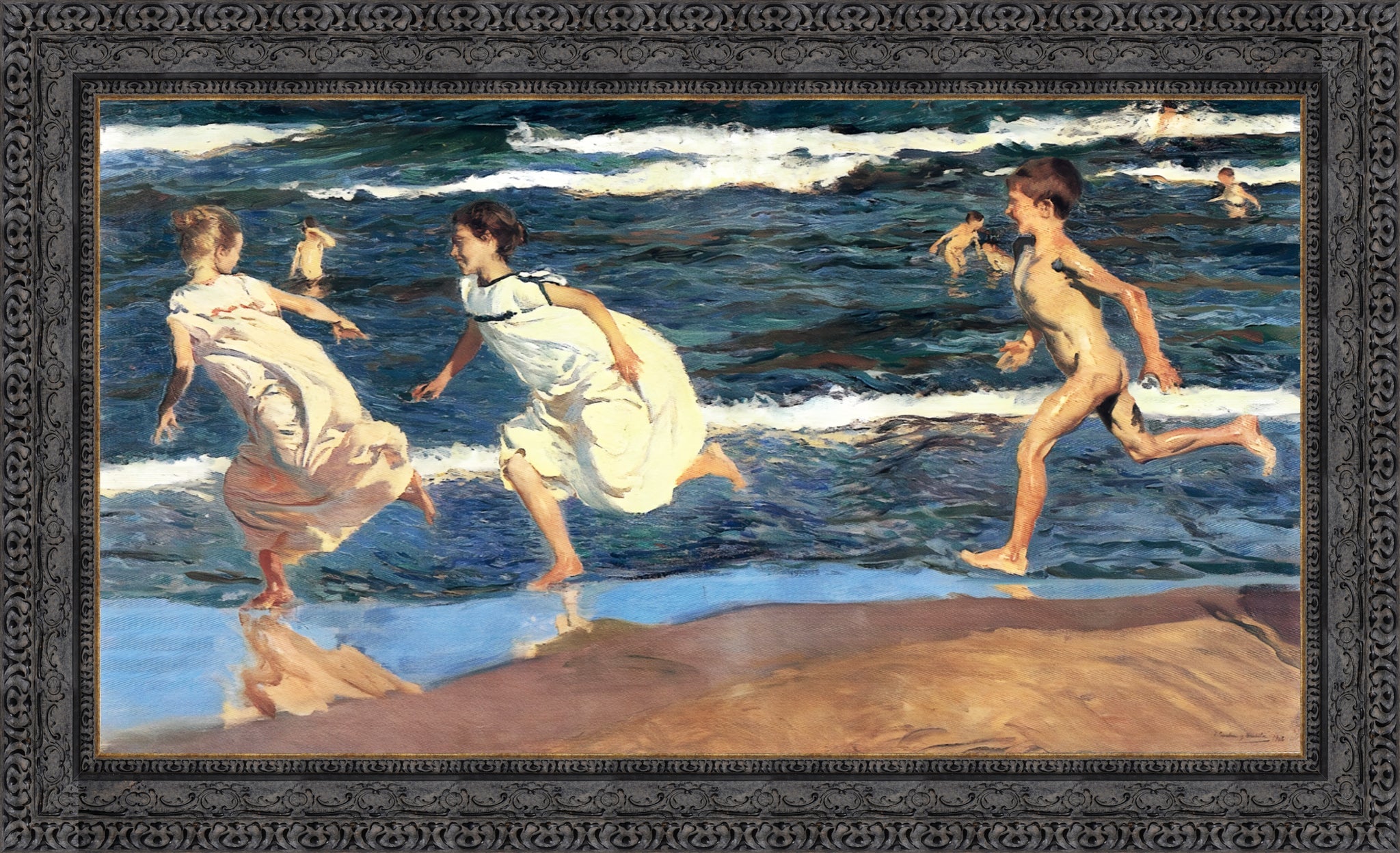 Running Along the Beach – Estate – Dark Bronze Frame by Sorolla