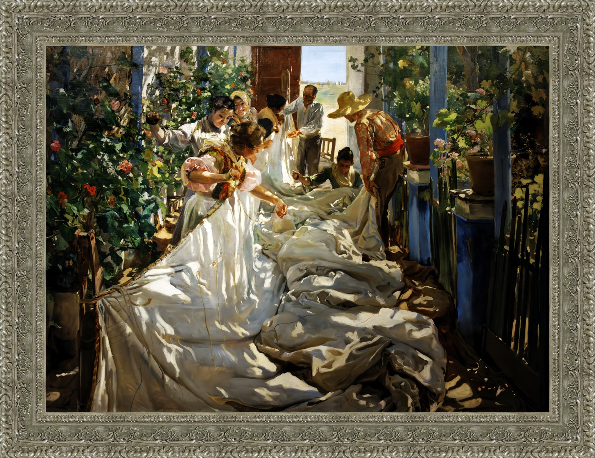 Sewing the Sail – Estate – Silver Frame by Sorolla