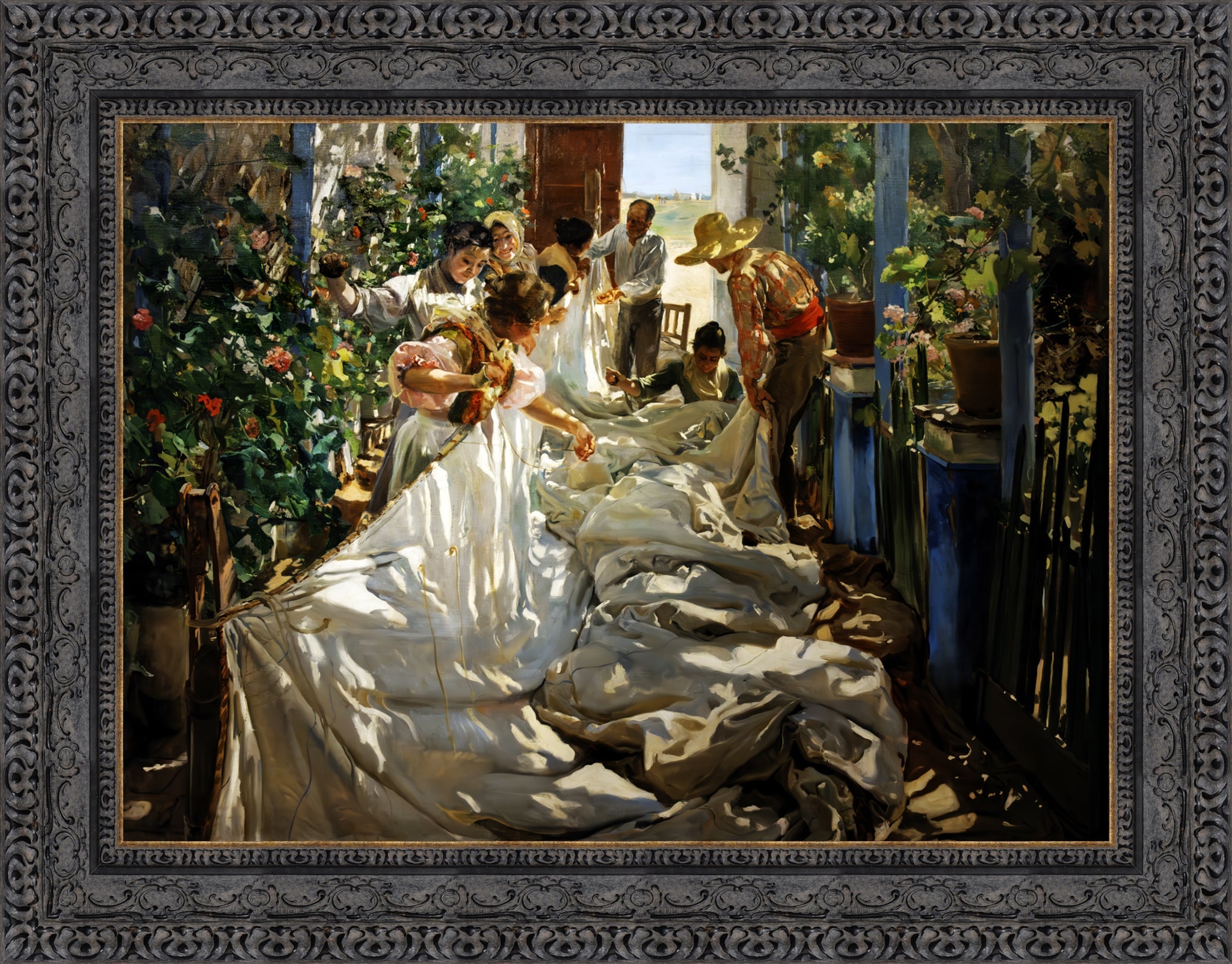 Sewing the Sail – Large – Dark Bronze Frame by Sorolla
