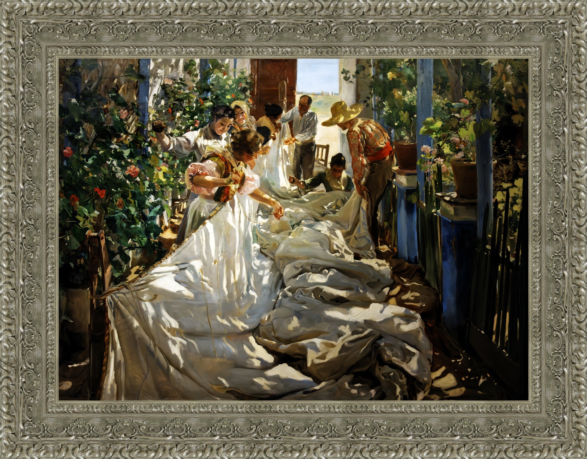 Sewing the Sail – Large – Silver Frame by Sorolla