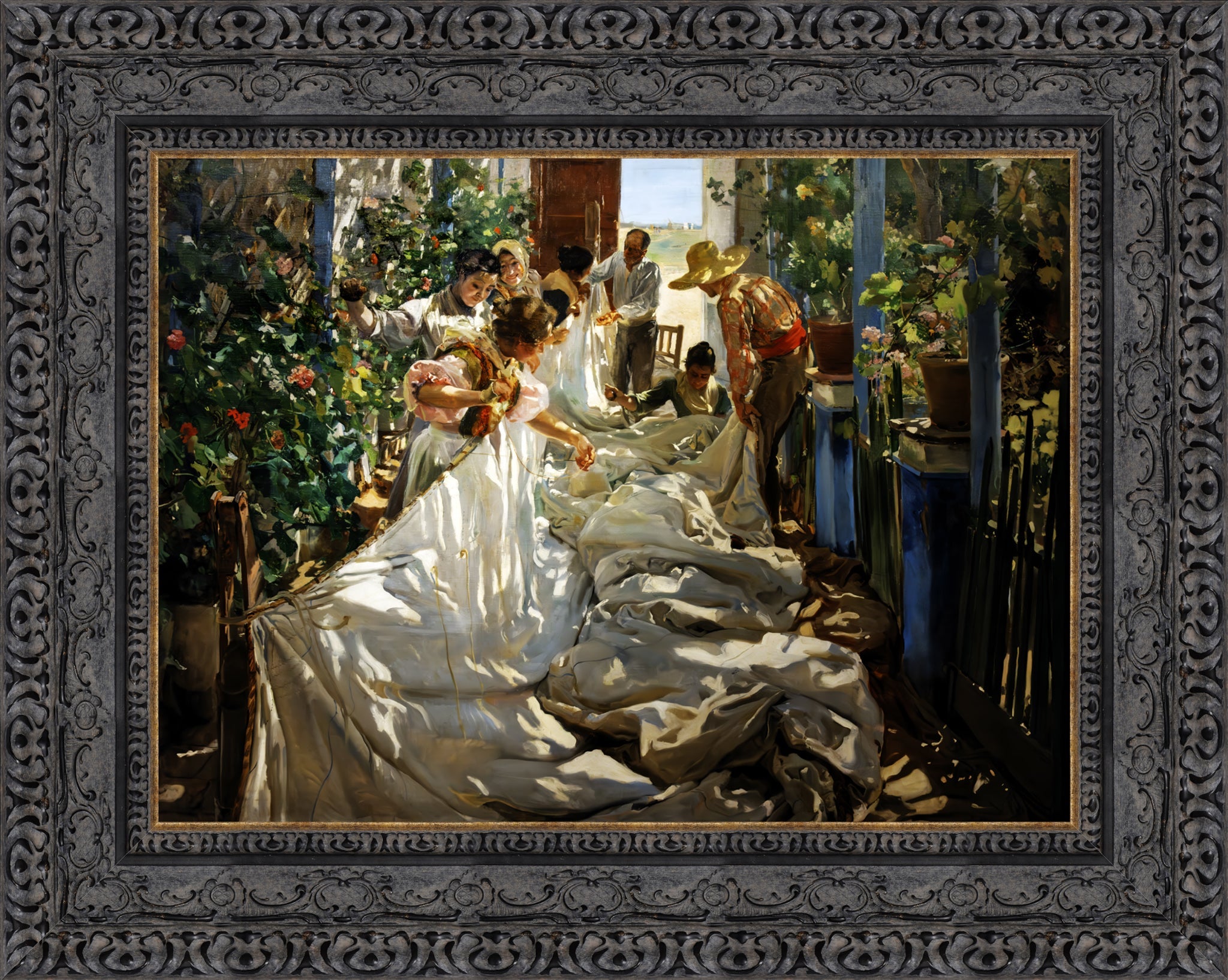 Sewing the Sail – Medium – Dark Bronze Frame by Sorolla