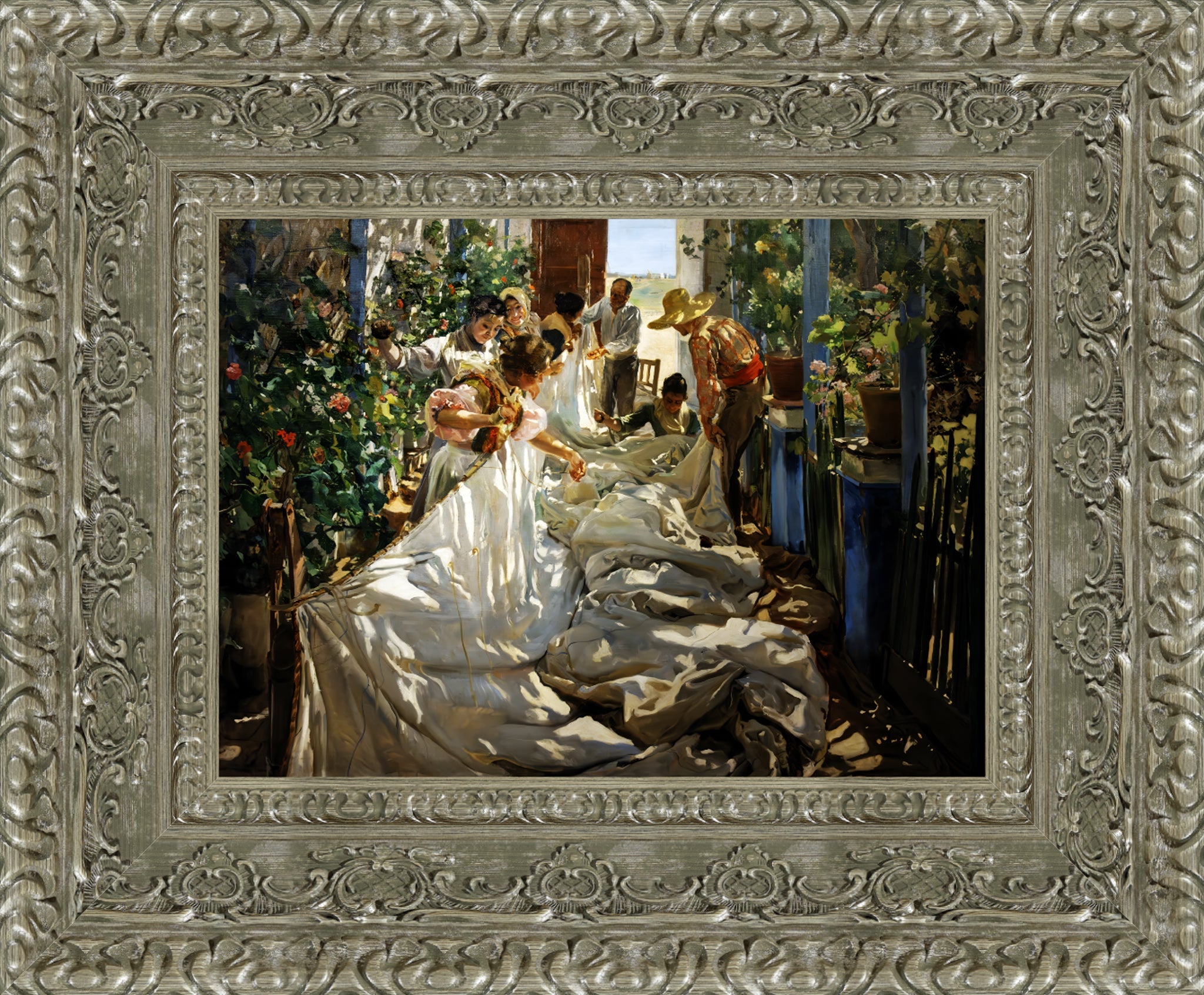 Sewing the Sail – Small – Silver Frame by Sorolla