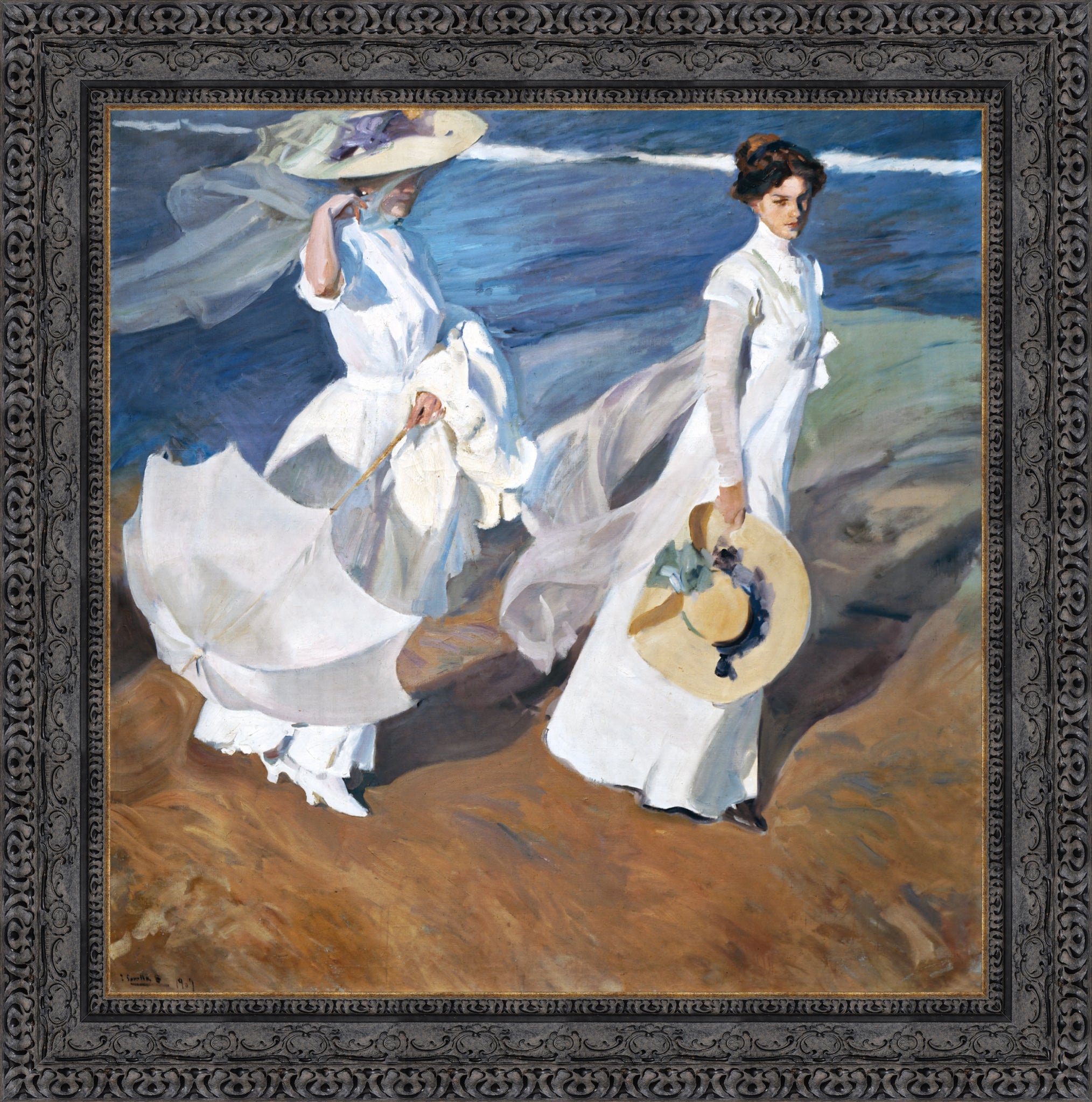 Strolling Along the Seashore – Estate – Dark Bronze Frame by Sorolla