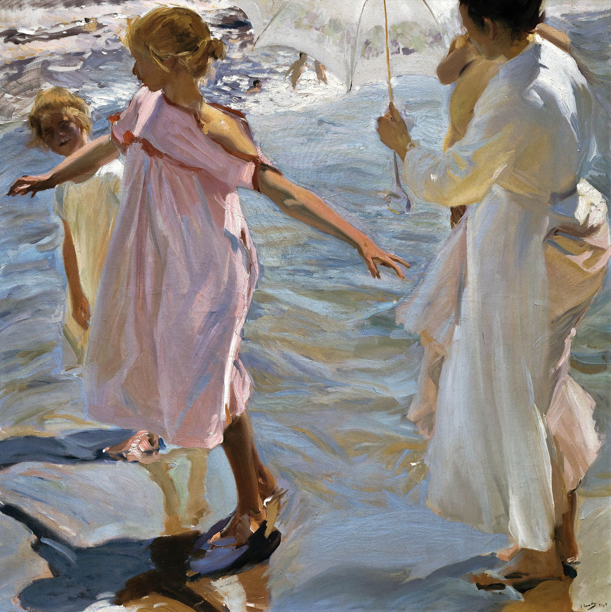 Time For A Bathe Valencia – Joaquín Sorolla, 1909, framed