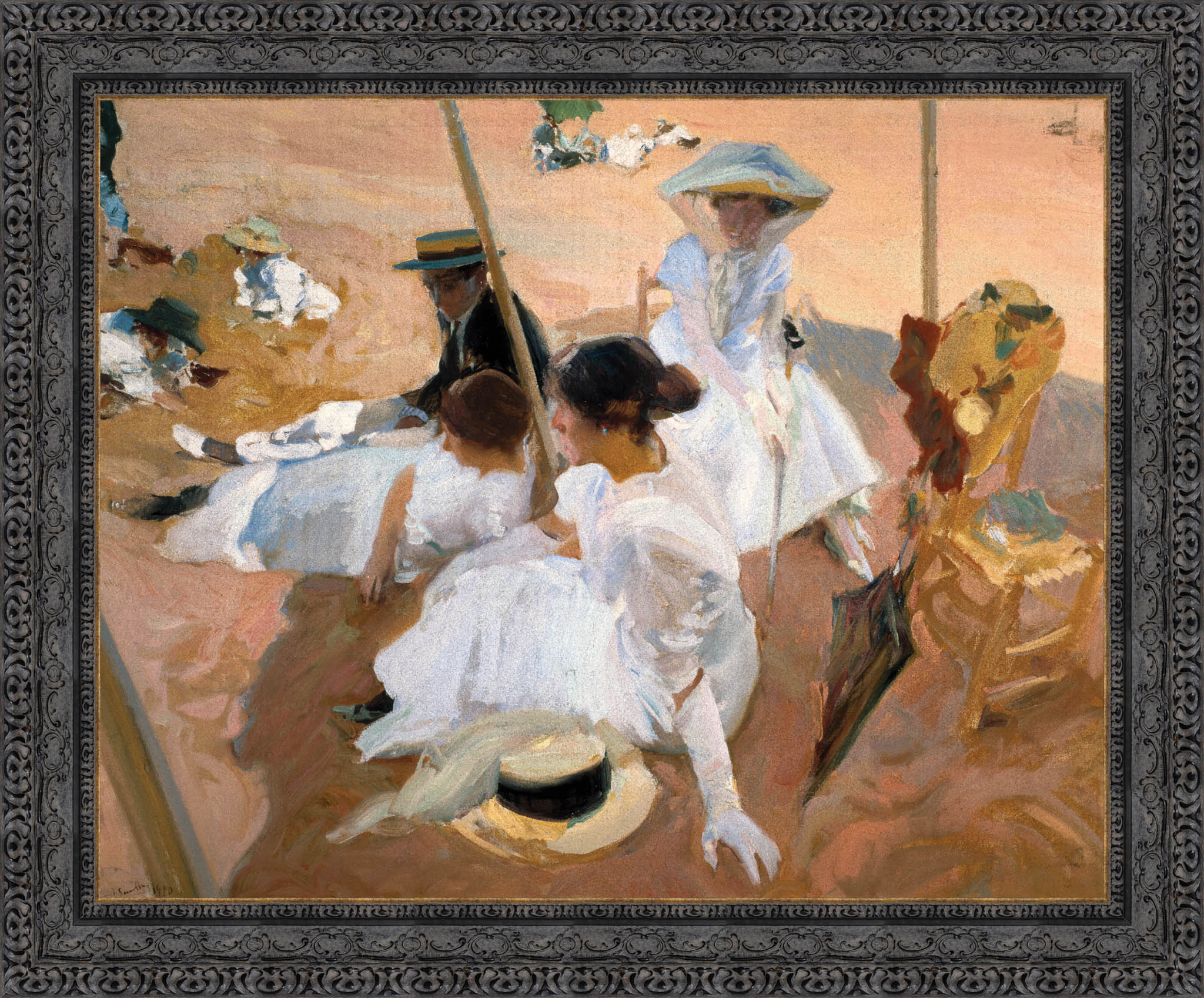 Under The Awning On The Beach At Zarauz – Joaquín Sorolla, 1910 - Canvas Classics