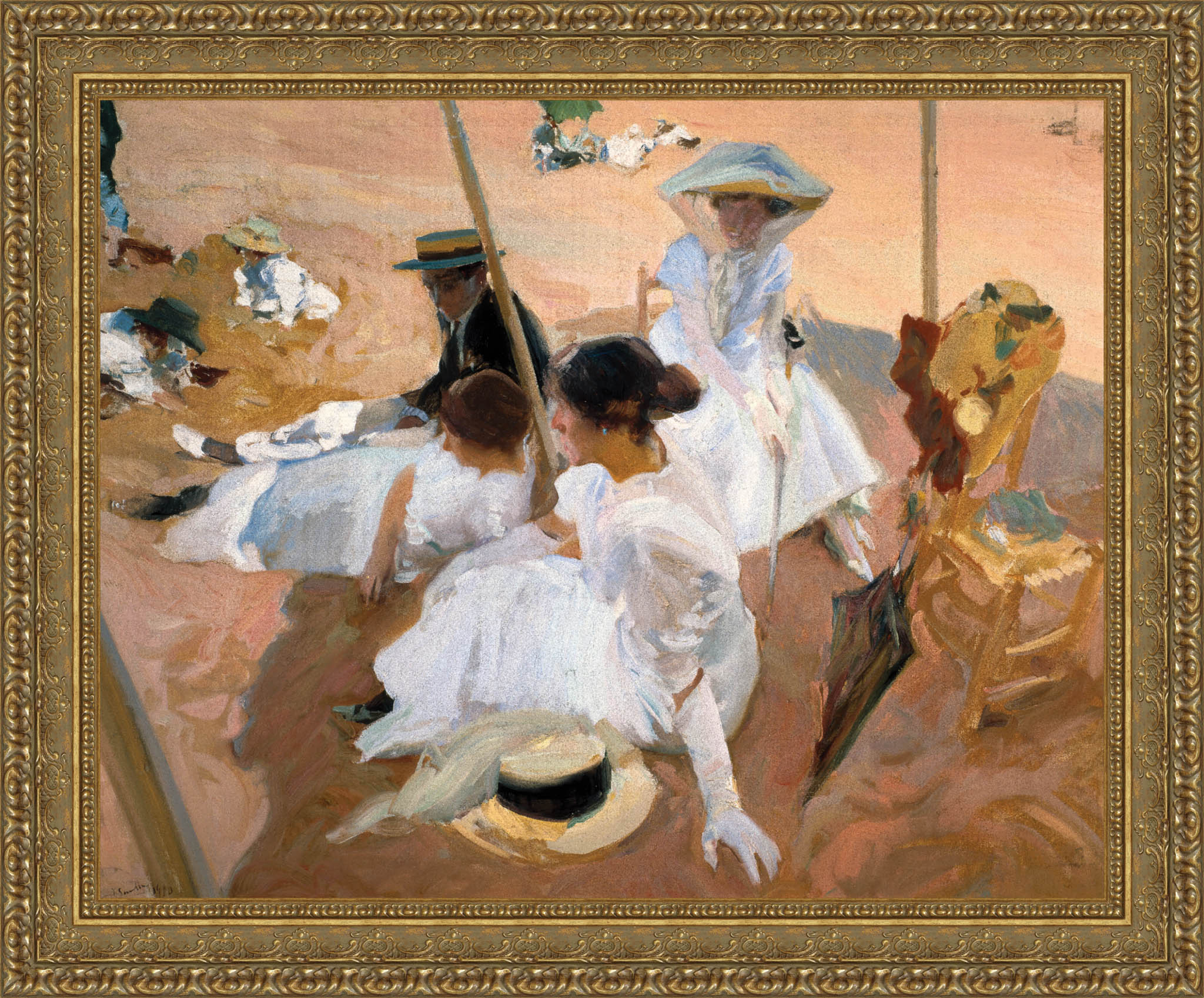 Under The Awning On The Beach At Zarauz – Joaquín Sorolla, 1910 - Canvas Classics