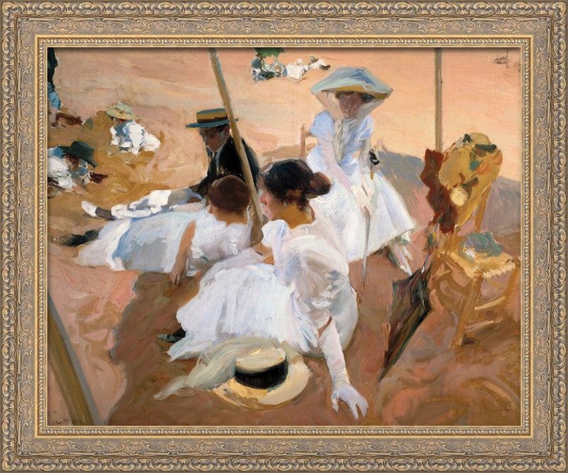 Under The Awning On The Beach At Zarauz – Joaquín Sorolla, 1910
