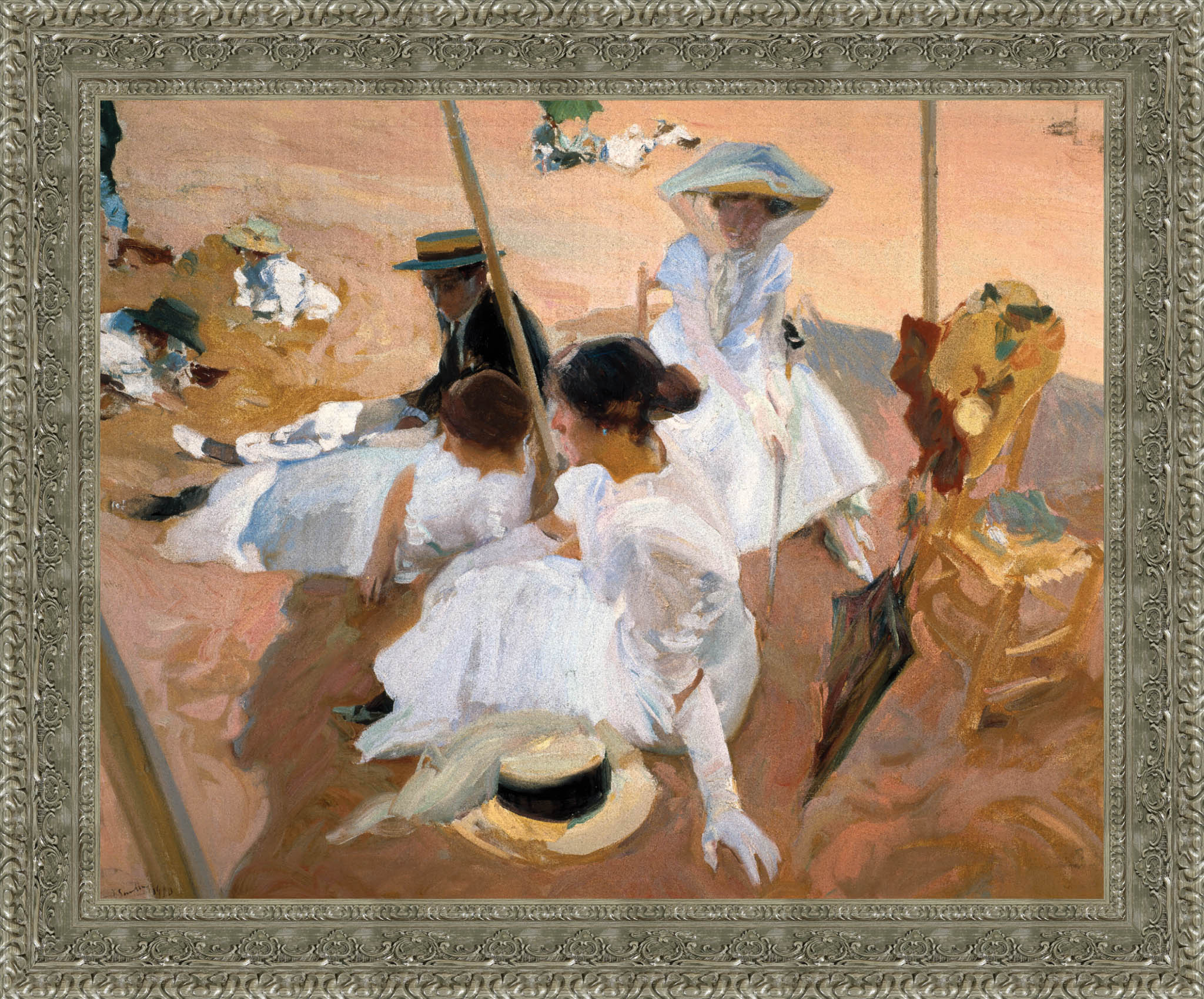 Under The Awning On The Beach At Zarauz – Joaquín Sorolla, 1910 - Canvas Classics
