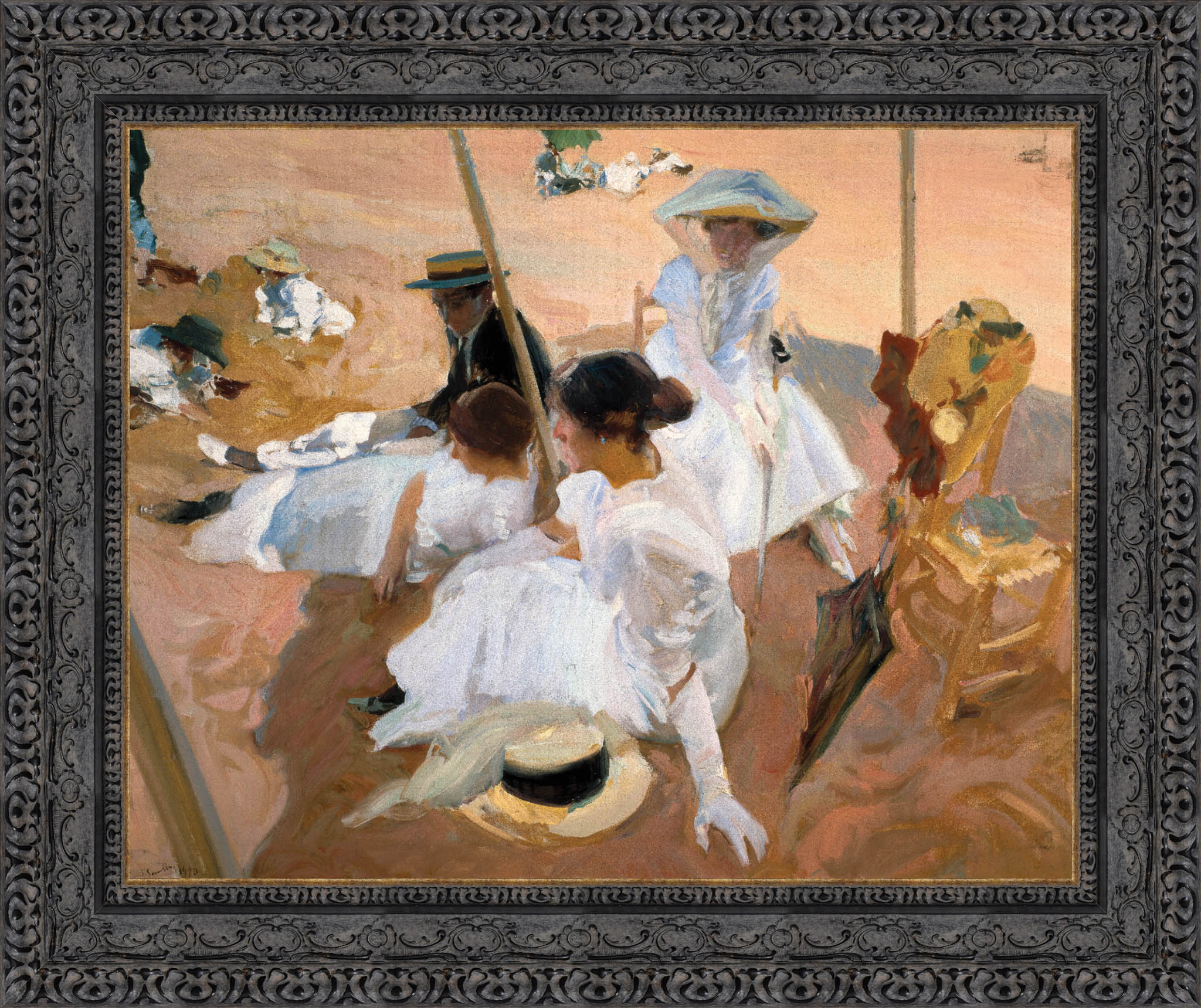 Under The Awning On The Beach At Zarauz – Joaquín Sorolla, 1910 - Canvas Classics