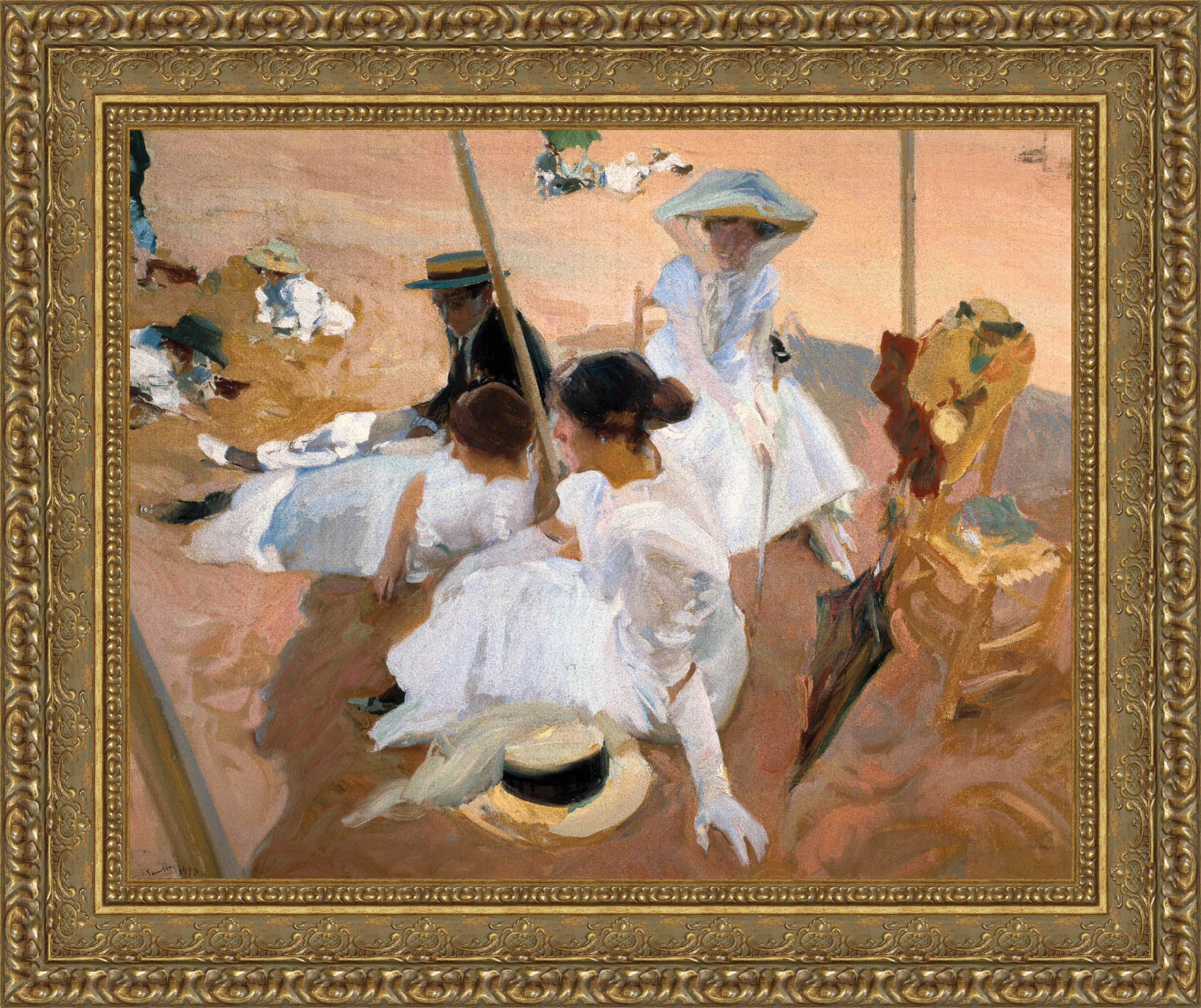 Under The Awning On The Beach At Zarauz – Joaquín Sorolla, 1910 - Canvas Classics