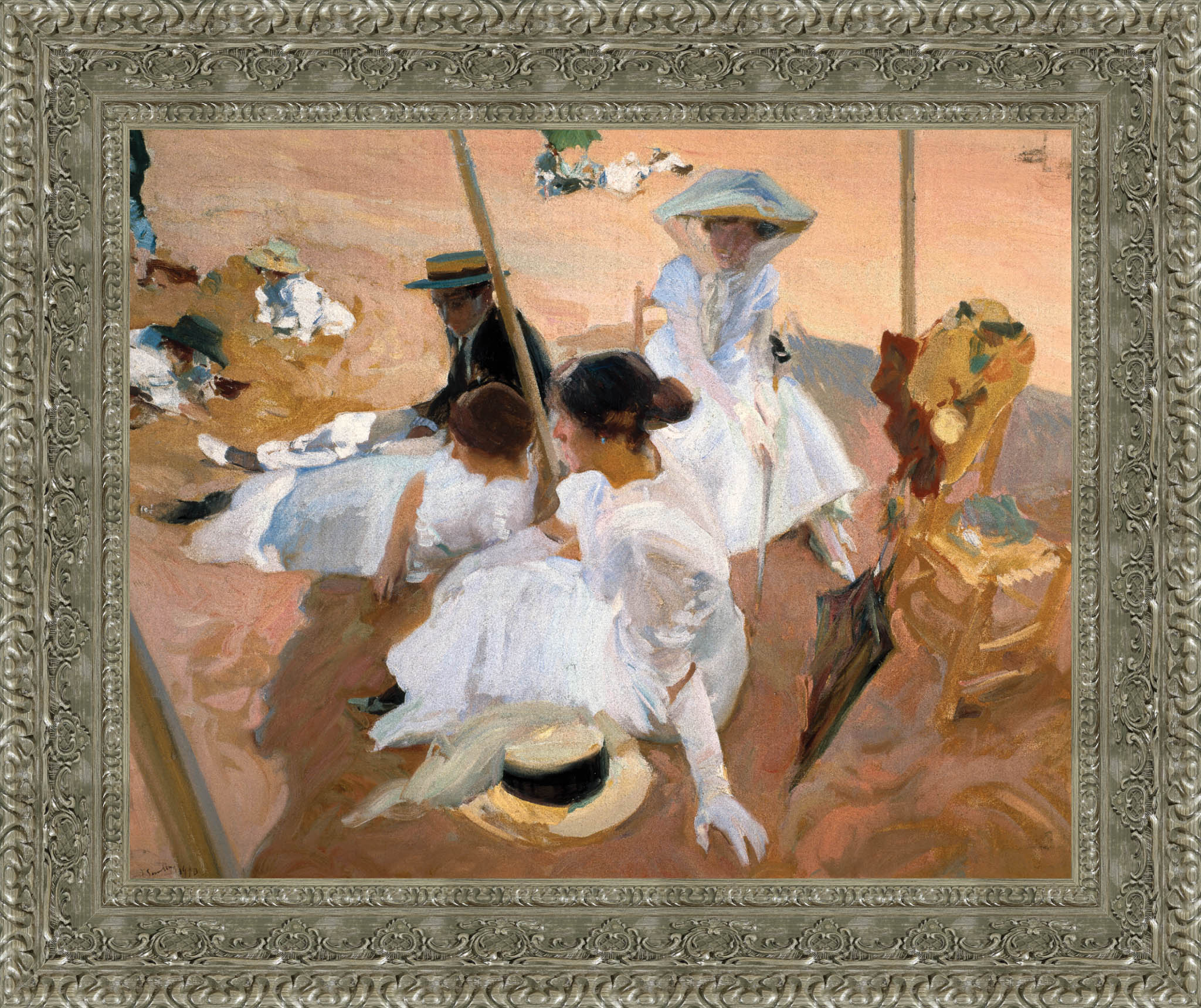 Under The Awning On The Beach At Zarauz – Joaquín Sorolla, 1910 - Canvas Classics
