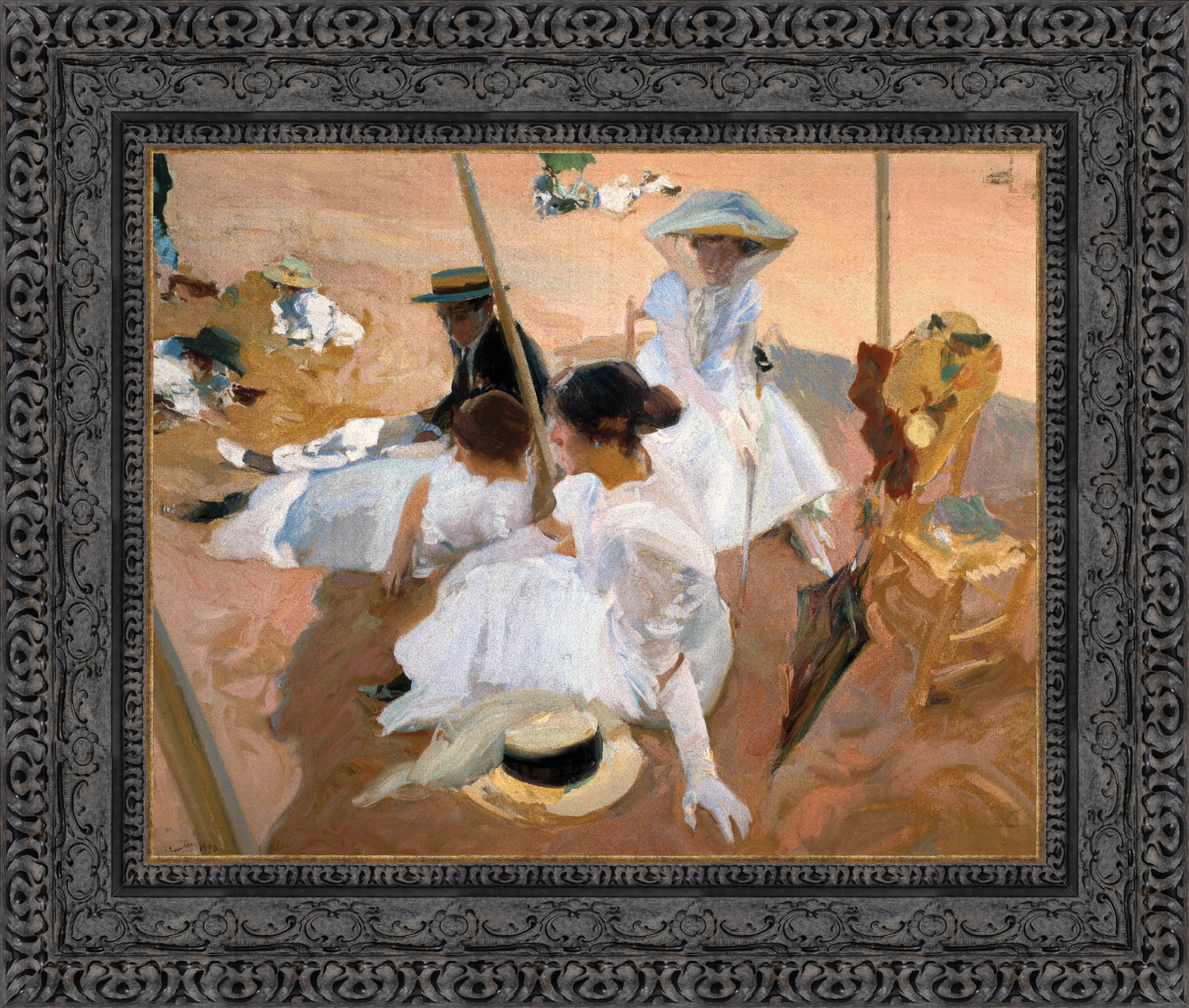 Under The Awning On The Beach At Zarauz – Joaquín Sorolla, 1910 - Canvas Classics