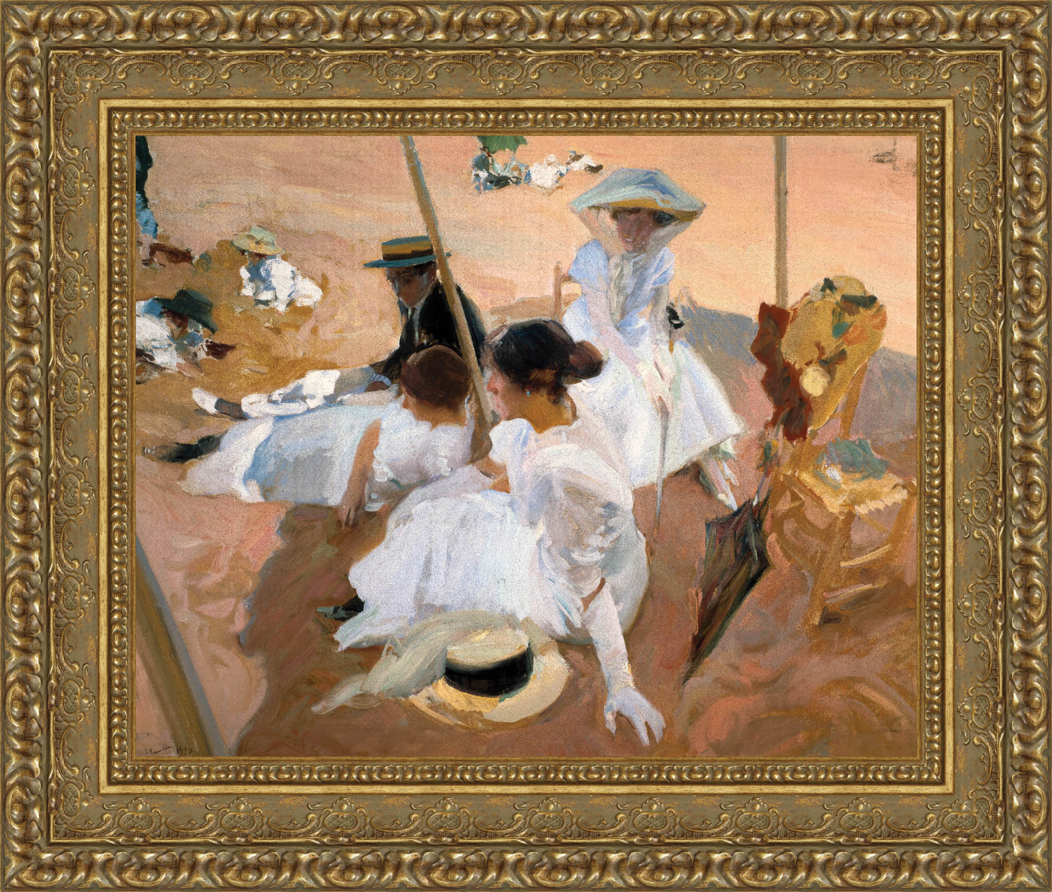 Under The Awning On The Beach At Zarauz – Joaquín Sorolla, 1910 - Canvas Classics