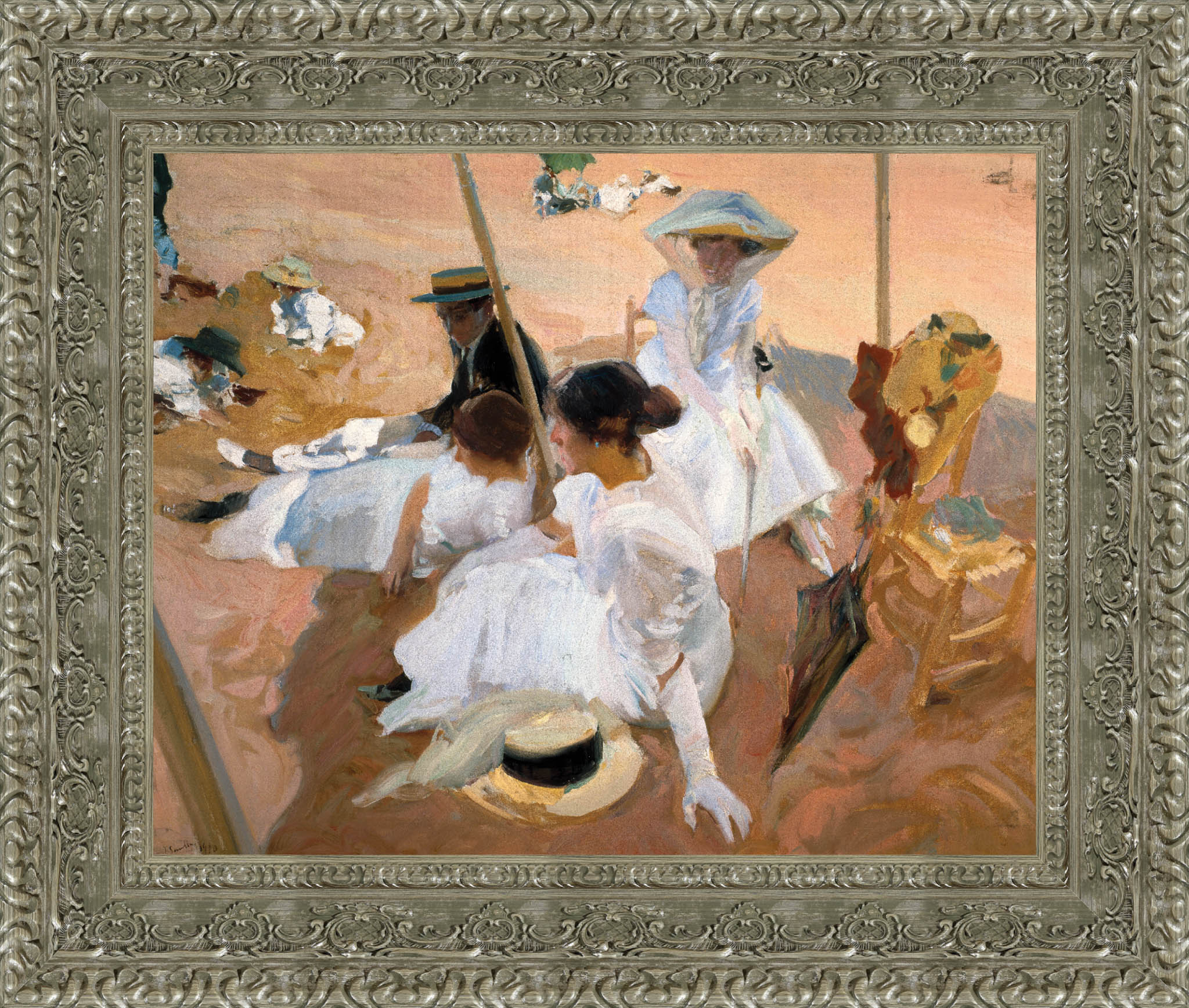 Under The Awning On The Beach At Zarauz – Joaquín Sorolla, 1910 - Canvas Classics
