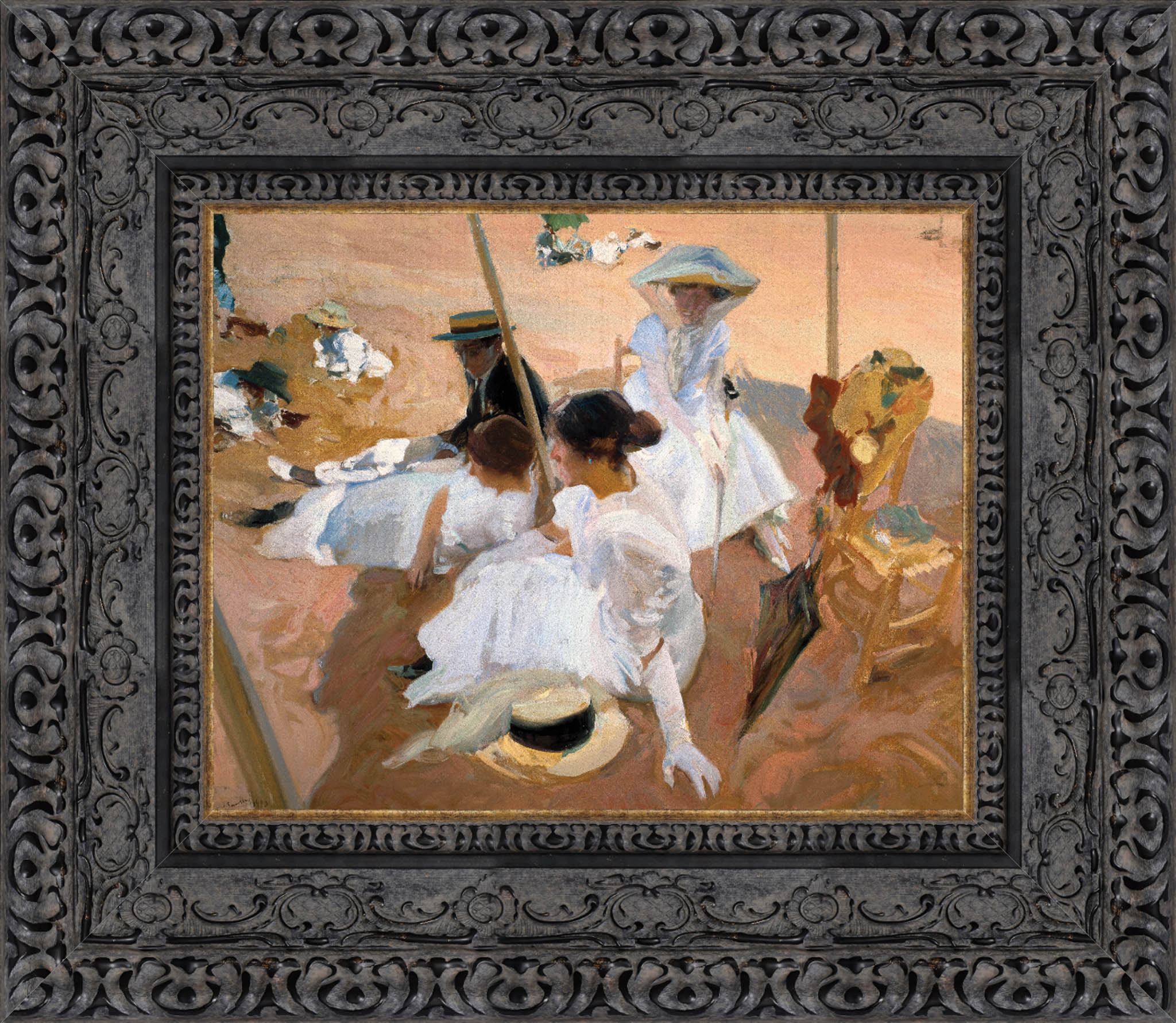 Under The Awning On The Beach At Zarauz – Joaquín Sorolla, 1910 - Canvas Classics