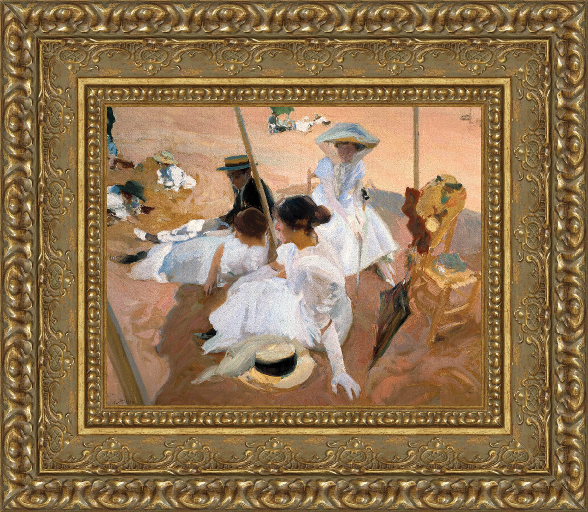 Under The Awning On The Beach At Zarauz – Joaquín Sorolla, 1910