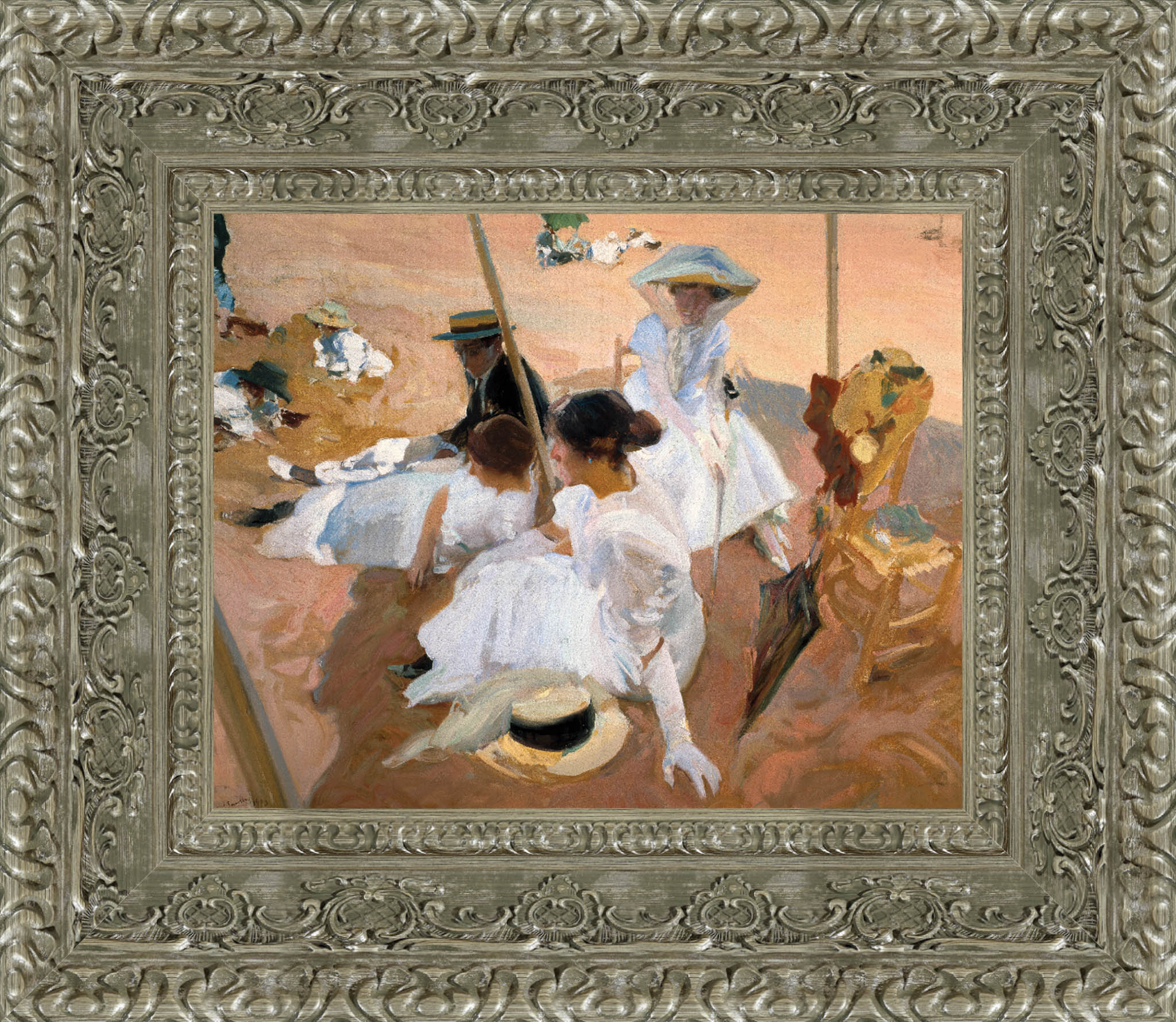 Under The Awning On The Beach At Zarauz – Joaquín Sorolla, 1910 - Canvas Classics