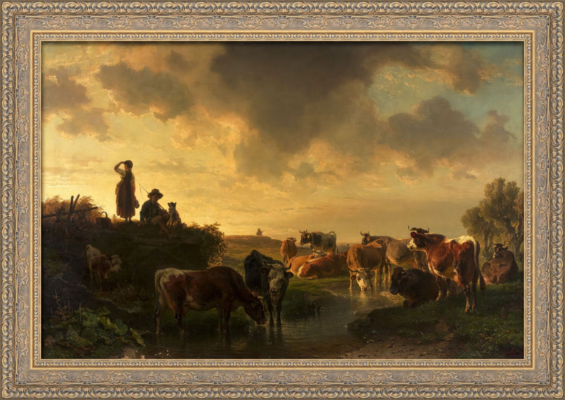 Evening on the Pasture (Abend auf der Viehweide) – Johann Friedrich Voltz, 1860