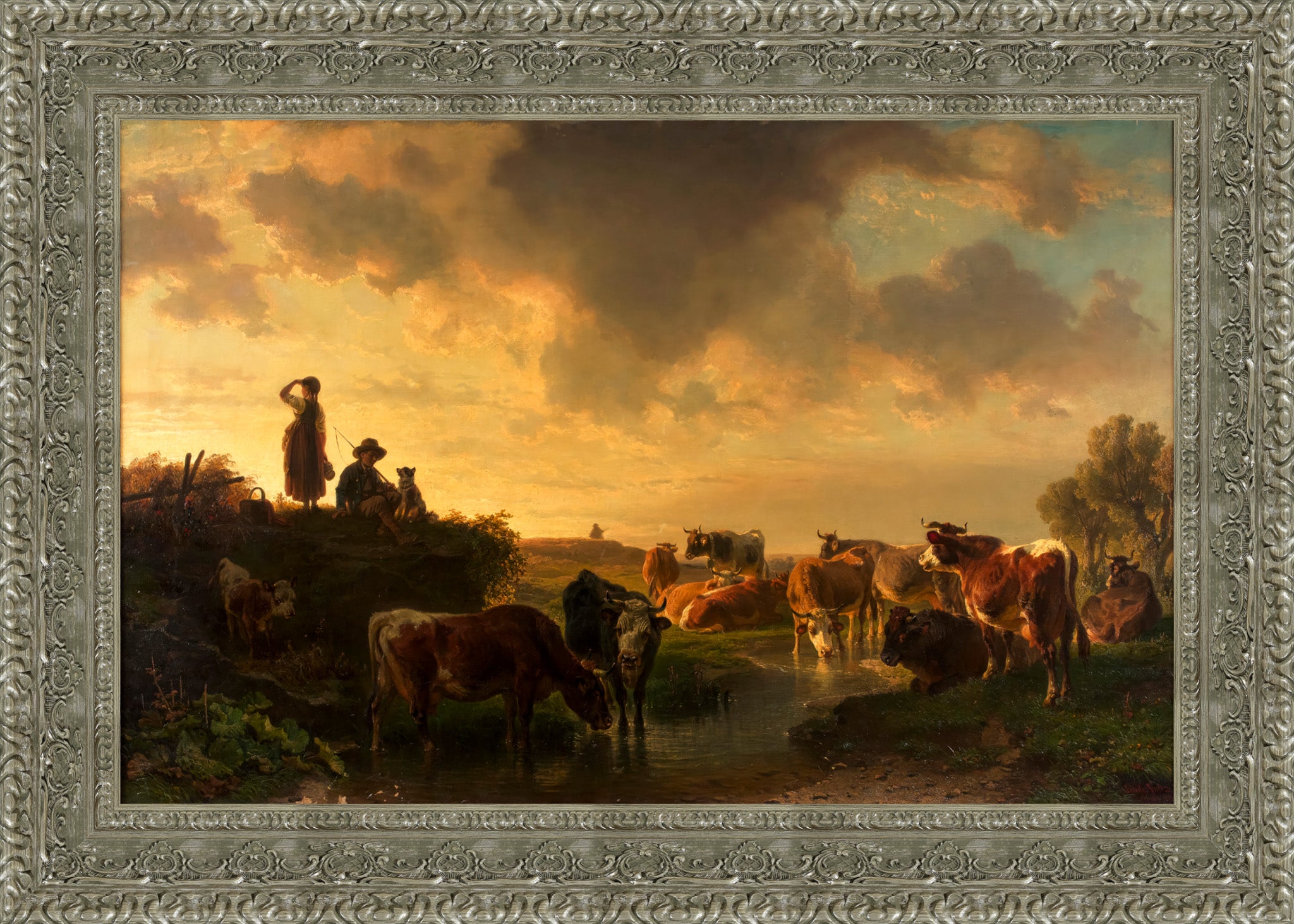 Evening on the Pasture (Abend auf der Viehweide) – Johann Friedrich Voltz, 1860