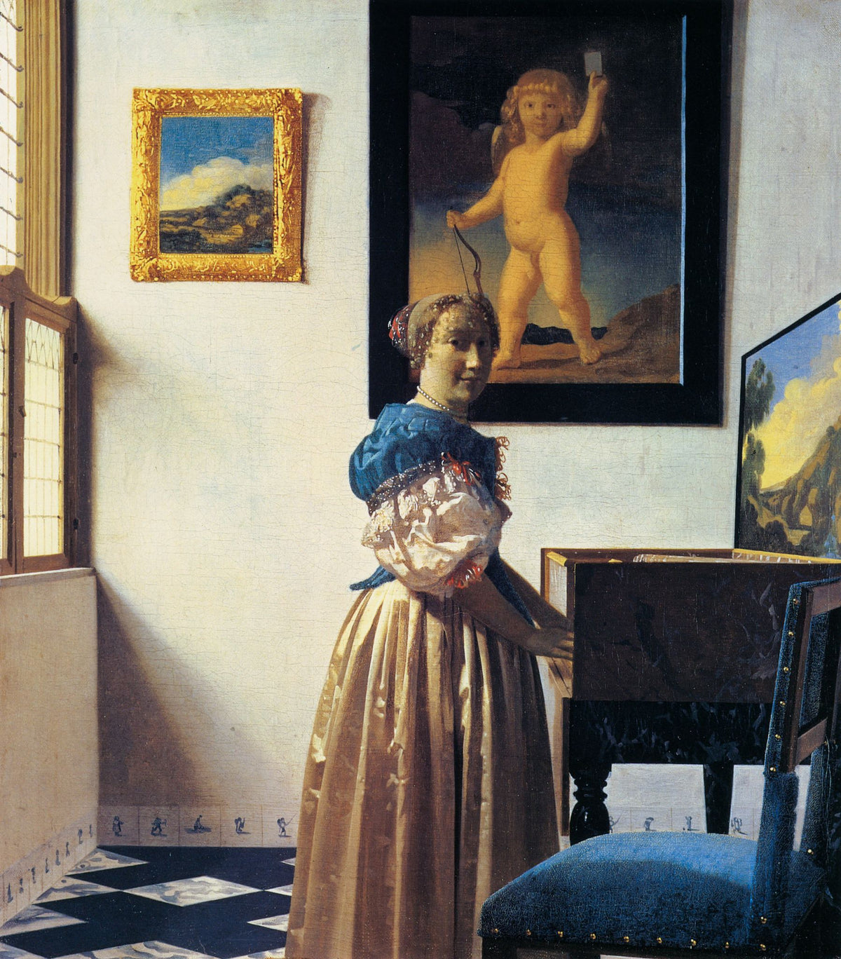 Lady At The Virginal – Johannes Vermeer, 1672, framed