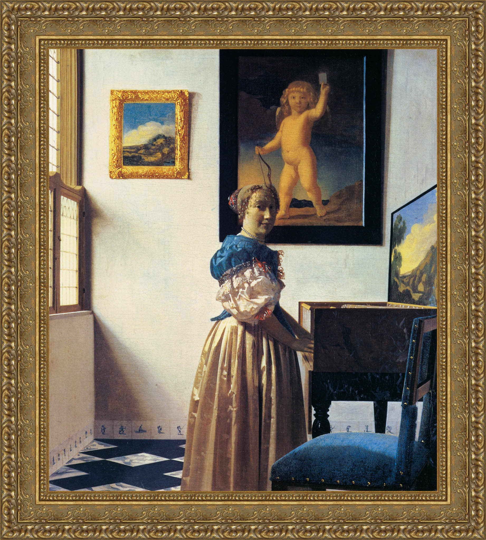 Lady At The Virginal by Johannes Vermeer — Framed Giclee Canvas Print | Canvas Classics