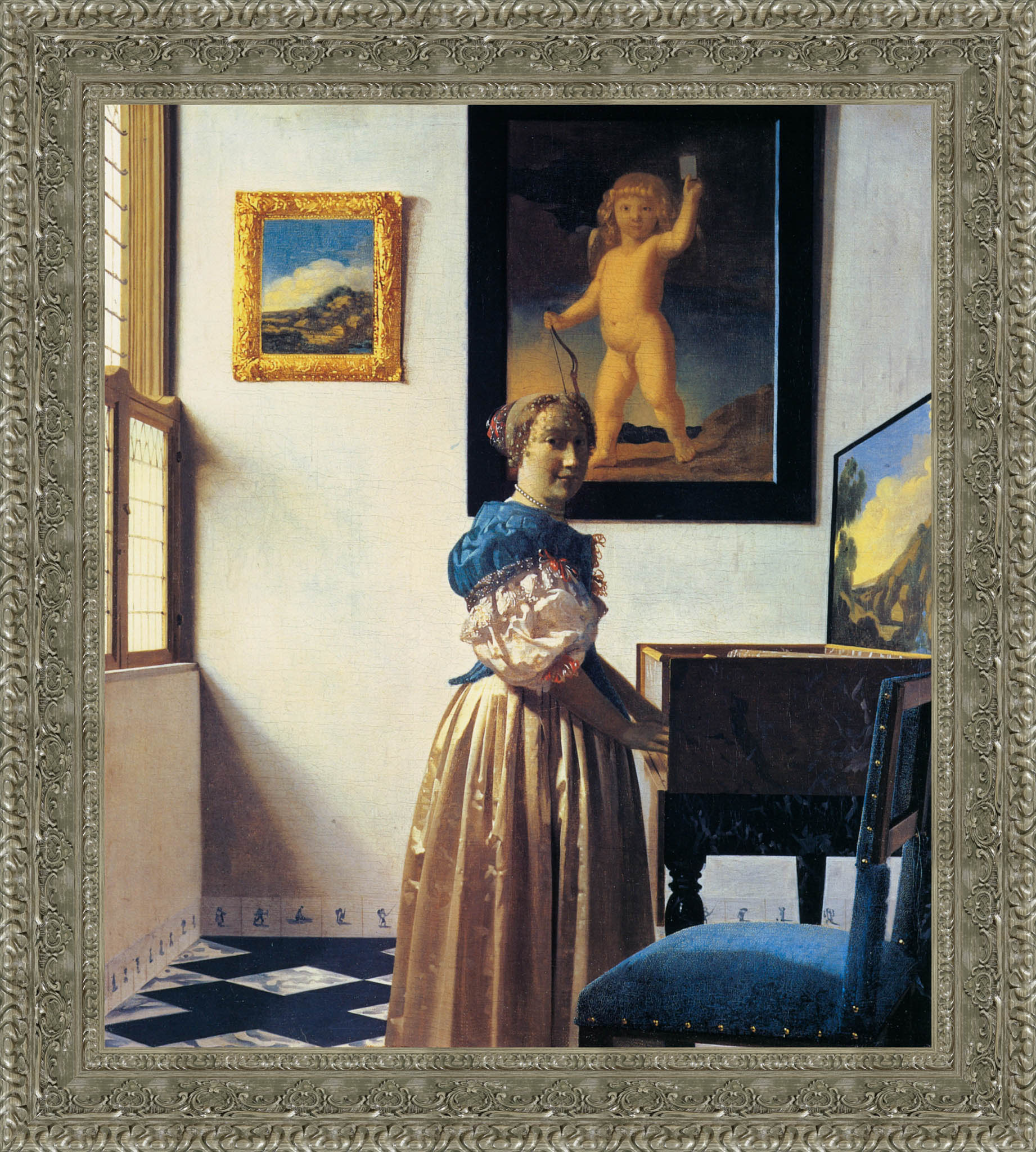 Lady At The Virginal by Johannes Vermeer — Framed Giclee Canvas Print | Canvas Classics