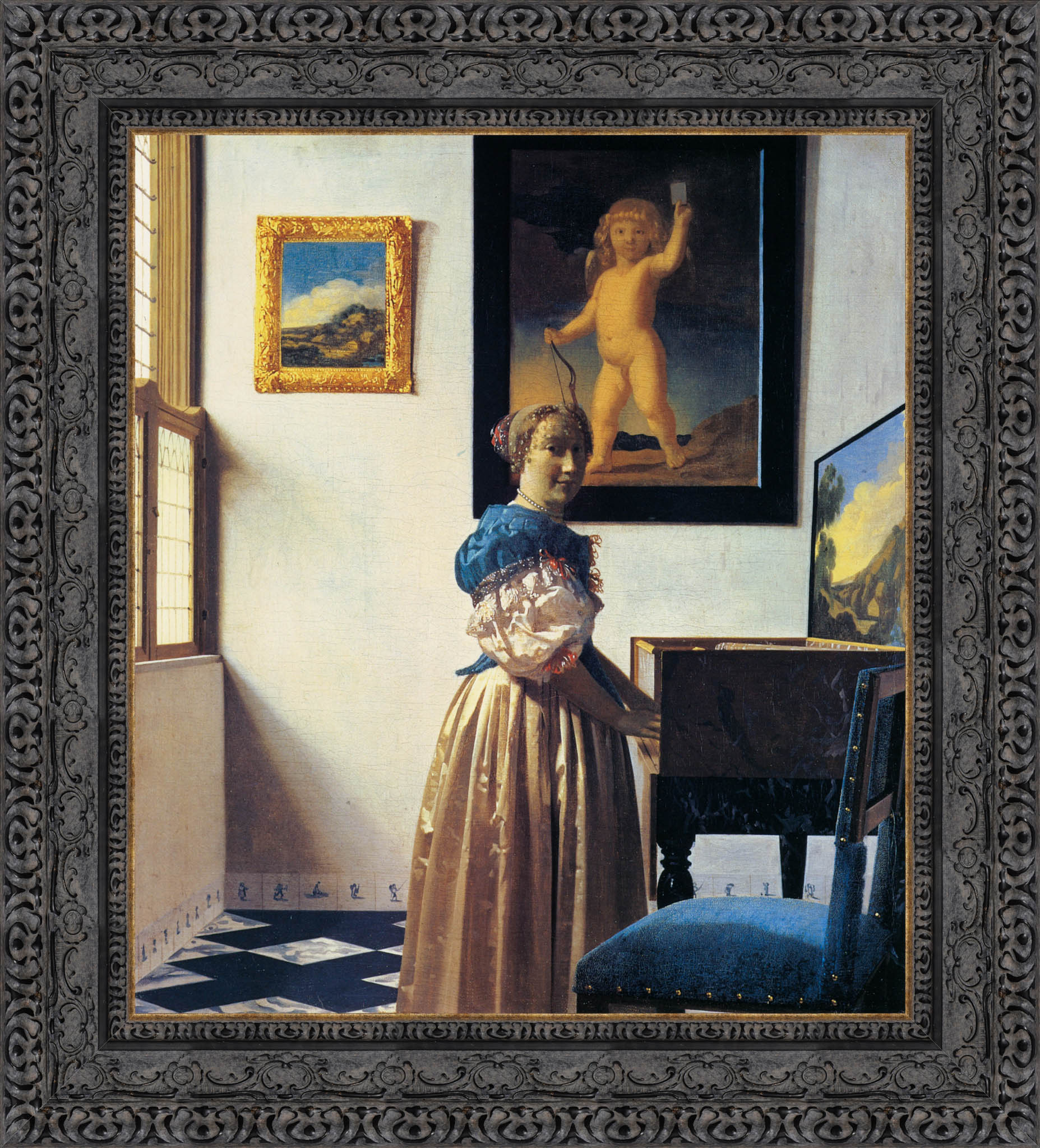 Lady At The Virginal by Johannes Vermeer — Framed Giclee Canvas Print | Canvas Classics