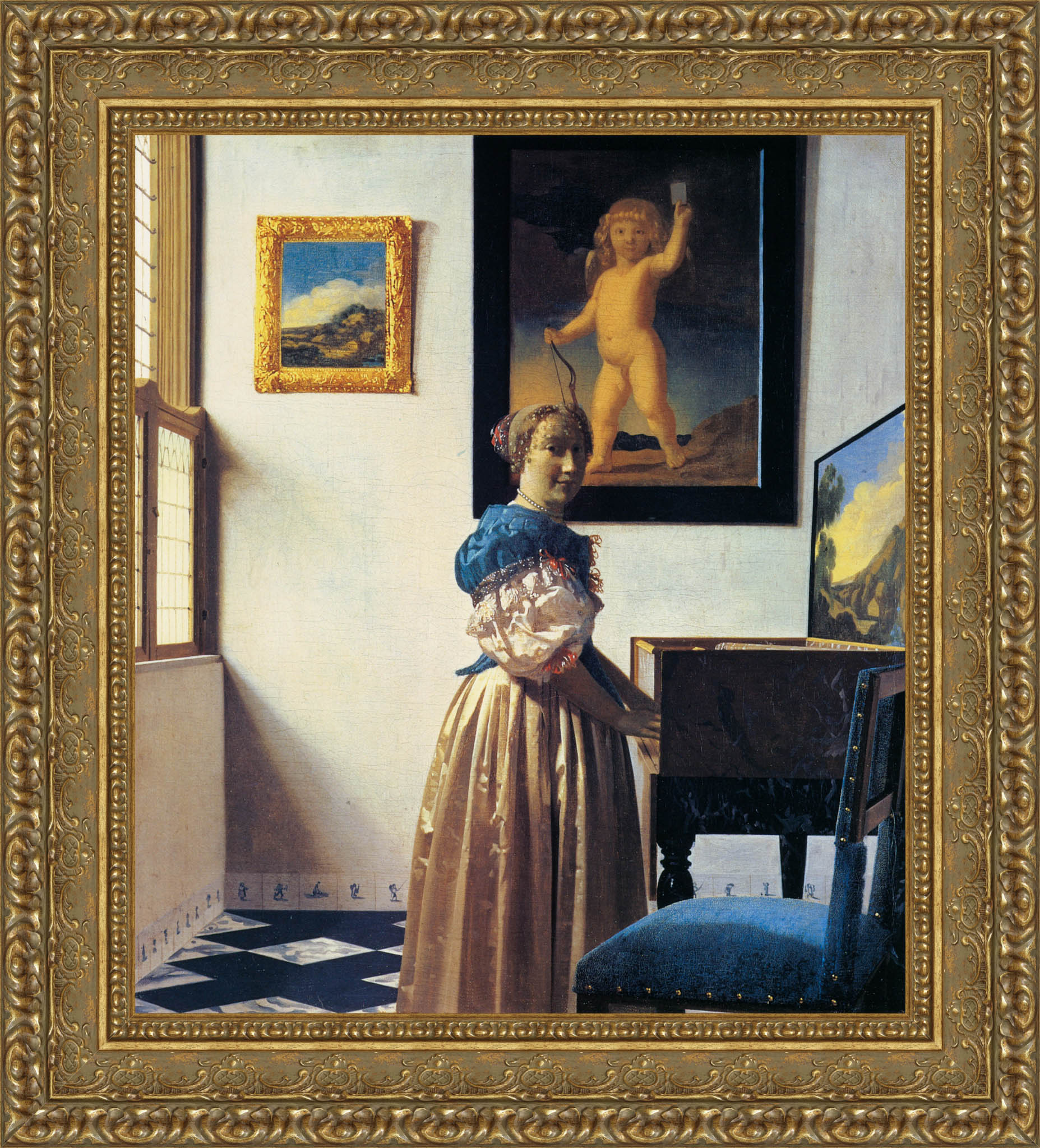 Lady At The Virginal by Johannes Vermeer — Framed Giclee Canvas Print | Canvas Classics