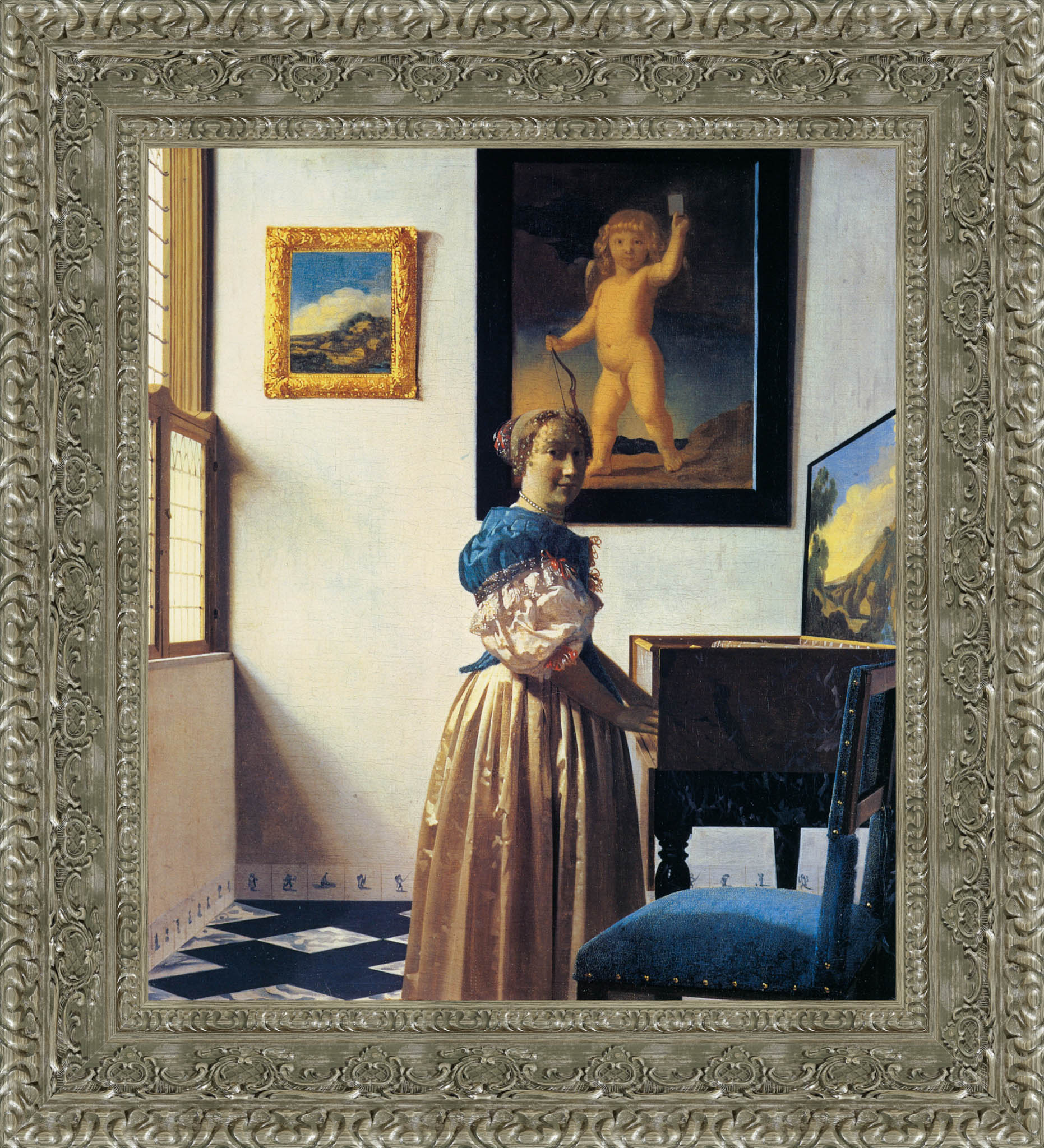 Lady At The Virginal by Johannes Vermeer — Framed Giclee Canvas Print | Canvas Classics