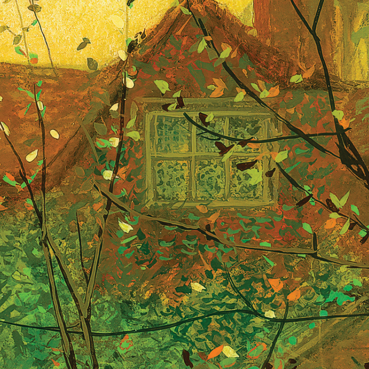Autumn Gold – John Atkinson Grimshaw, 1880, print detail at full resolution