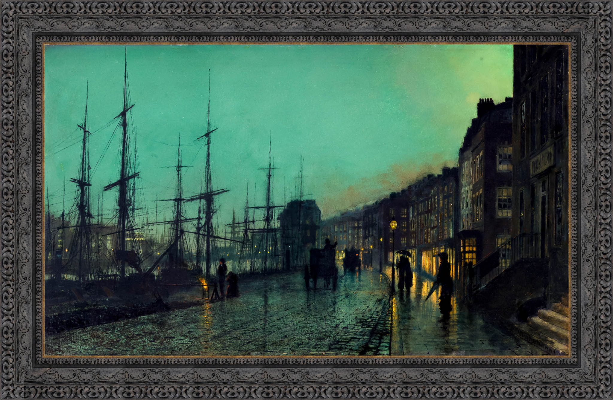 Shipping On The Clyde by John Atkinson Grimshaw — Framed Giclee Canvas Print | Canvas Classics