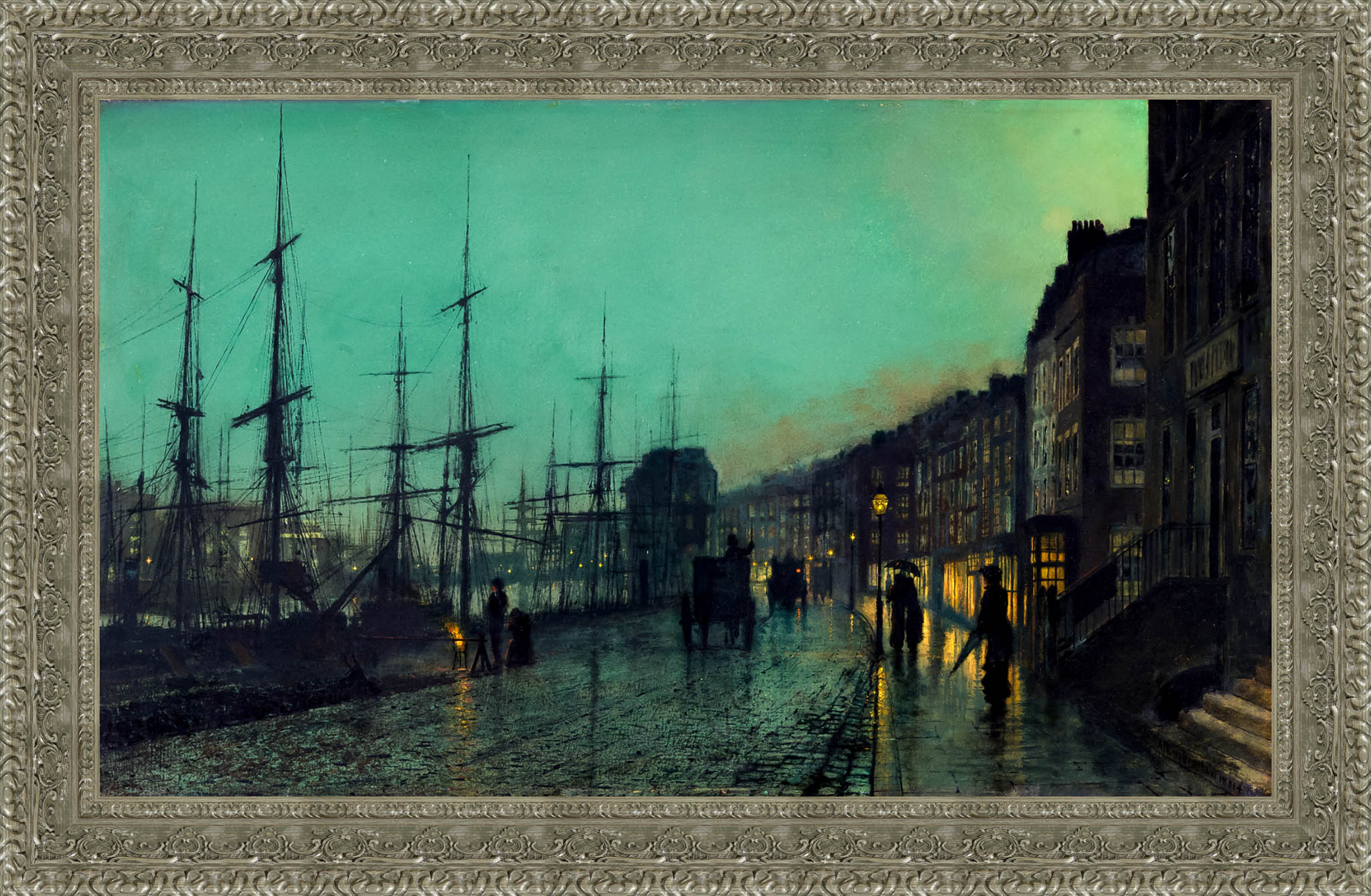 Shipping On The Clyde by John Atkinson Grimshaw — Framed Giclee Canvas Print | Canvas Classics