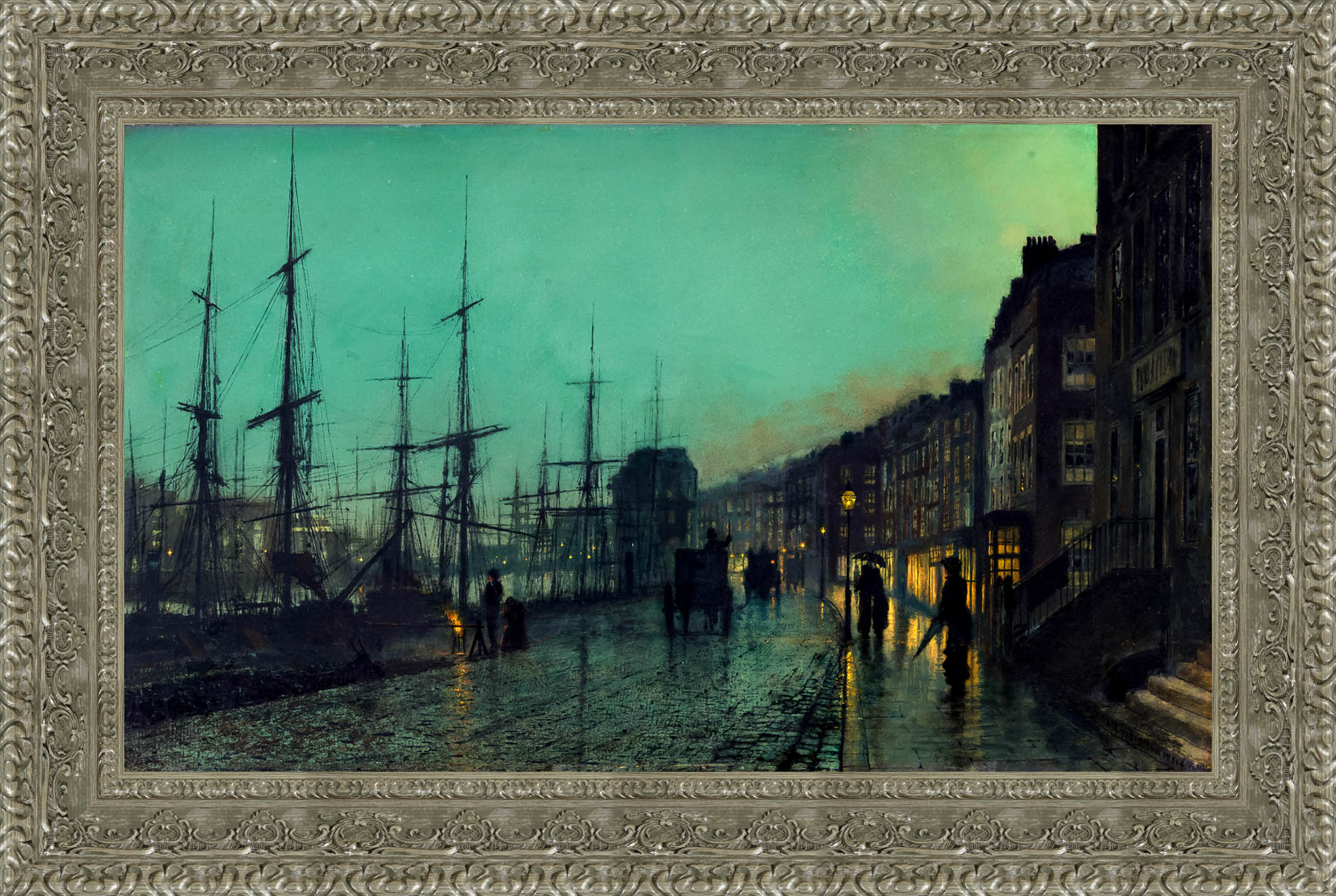Shipping On The Clyde by John Atkinson Grimshaw — Framed Giclee Canvas Print | Canvas Classics