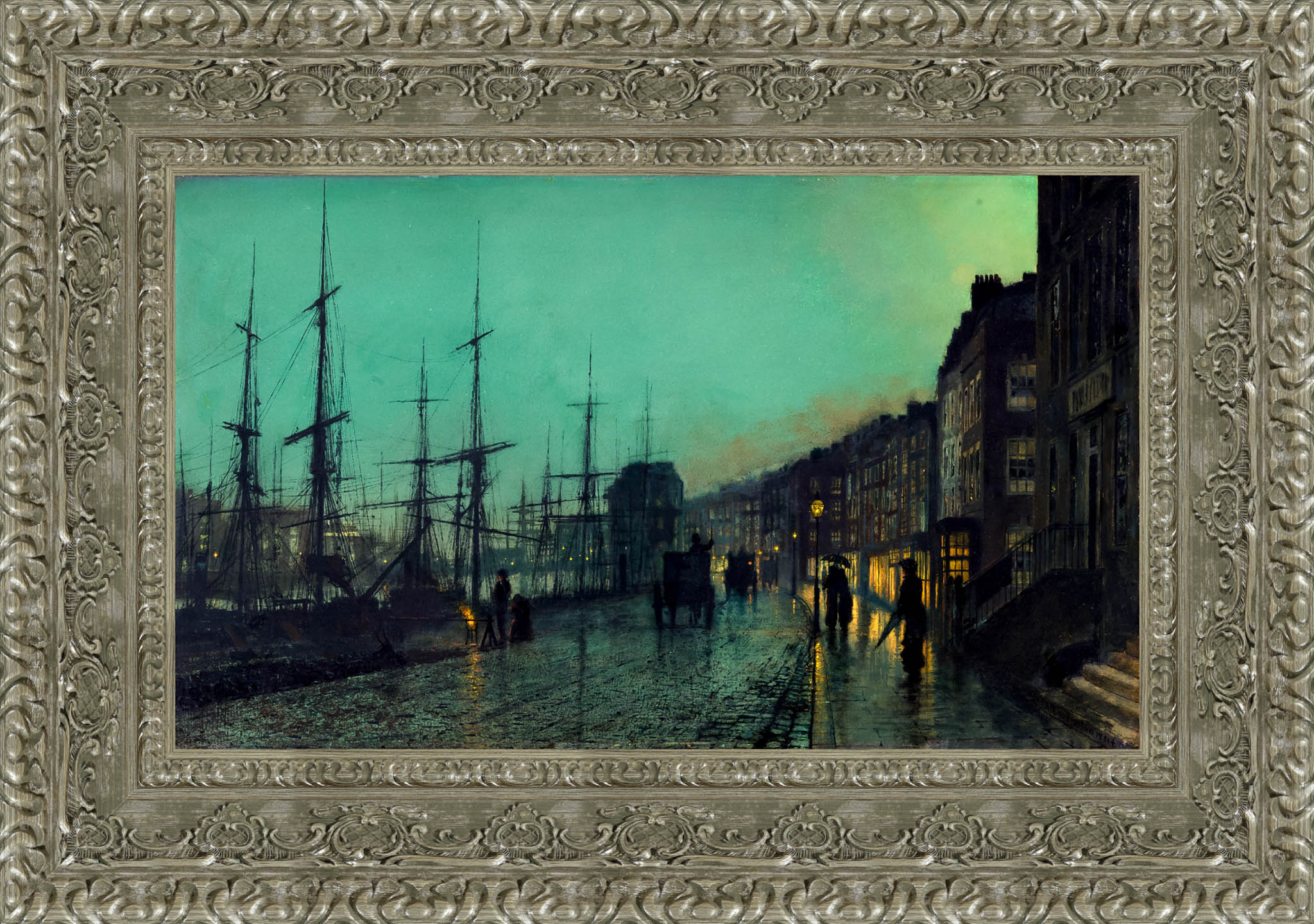 Shipping On The Clyde by John Atkinson Grimshaw — Framed Giclee Canvas Print | Canvas Classics