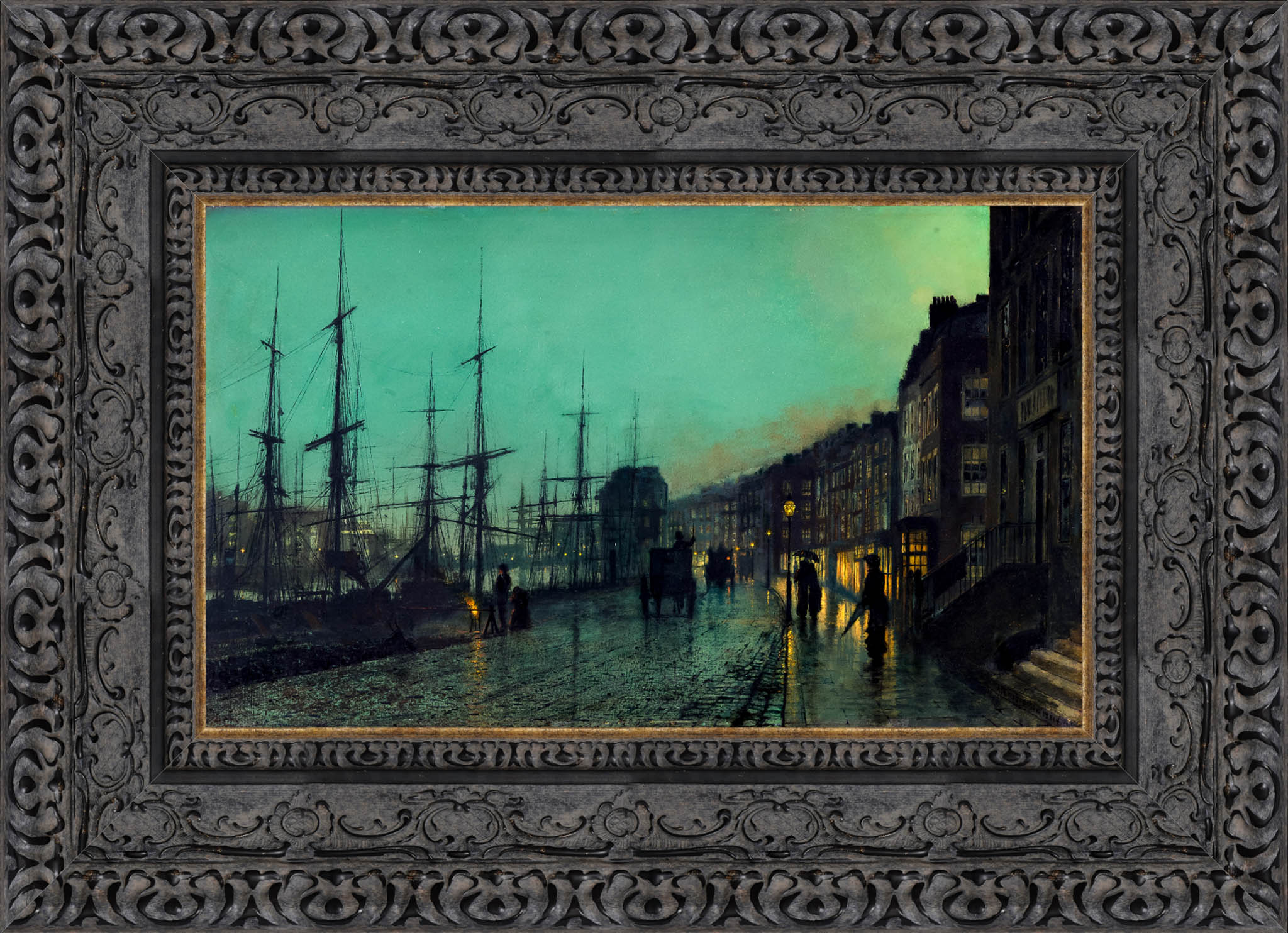 Shipping On The Clyde by John Atkinson Grimshaw — Framed Giclee Canvas Print | Canvas Classics