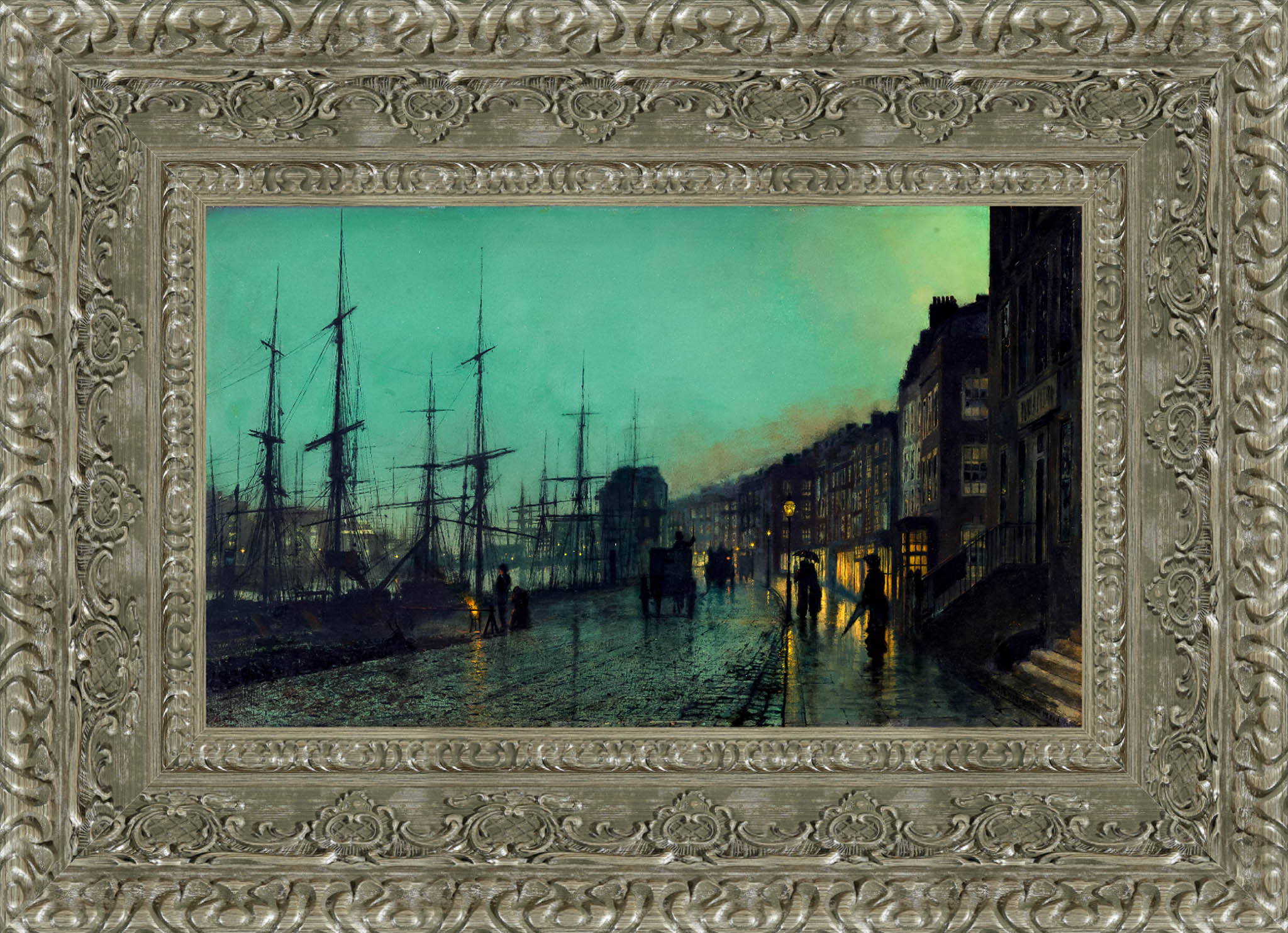 Shipping On The Clyde by John Atkinson Grimshaw — Framed Giclee Canvas Print | Canvas Classics