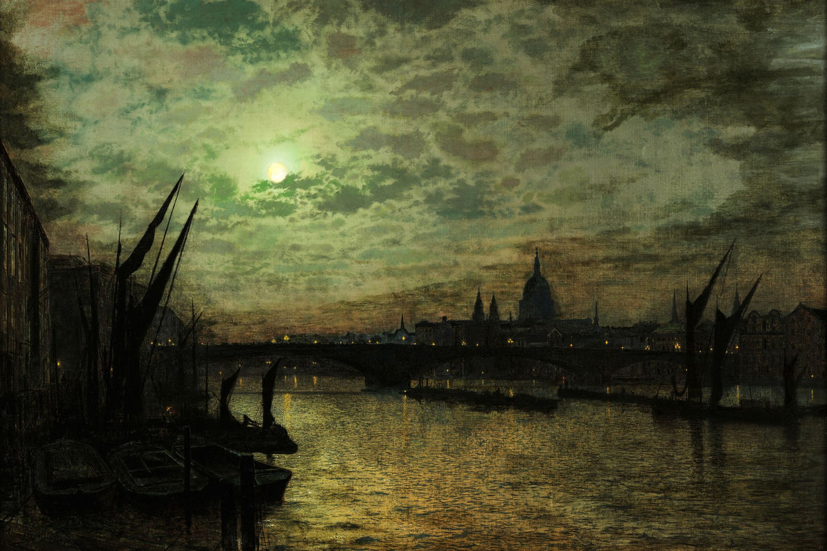 The Thames By Moonlight – John Atkinson Grimshaw, 1880, framed
