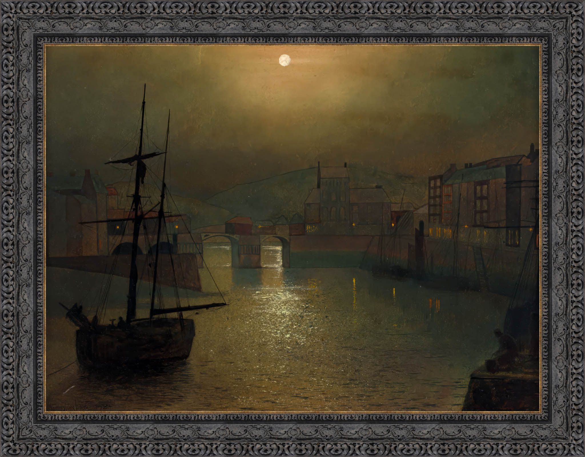 Whitby by John Atkinson Grimshaw — Framed Giclee Canvas Print | Canvas Classics