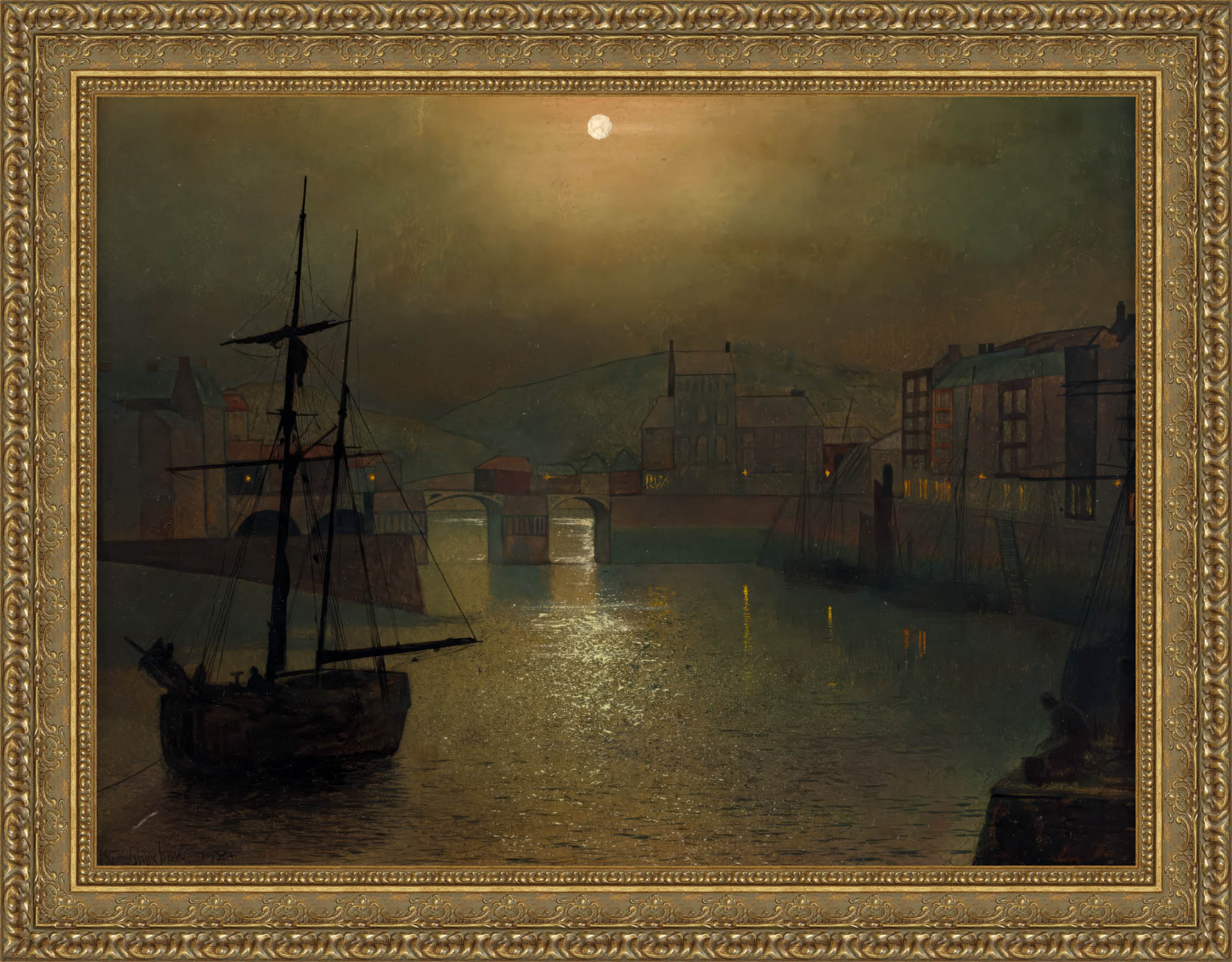 Whitby by John Atkinson Grimshaw — Framed Giclee Canvas Print | Canvas Classics