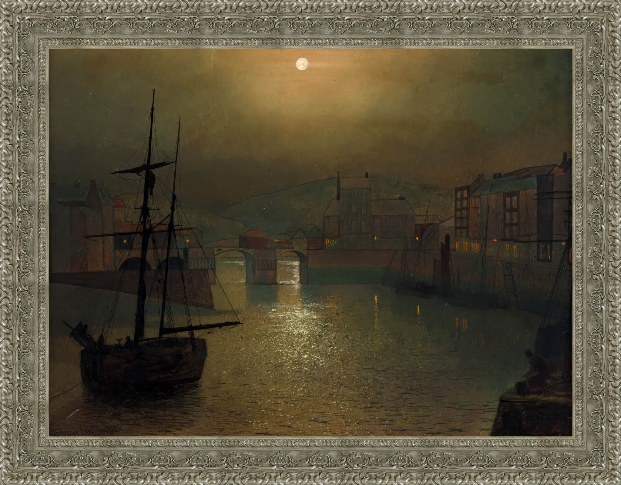 Whitby by John Atkinson Grimshaw — Framed Giclee Canvas Print | Canvas Classics