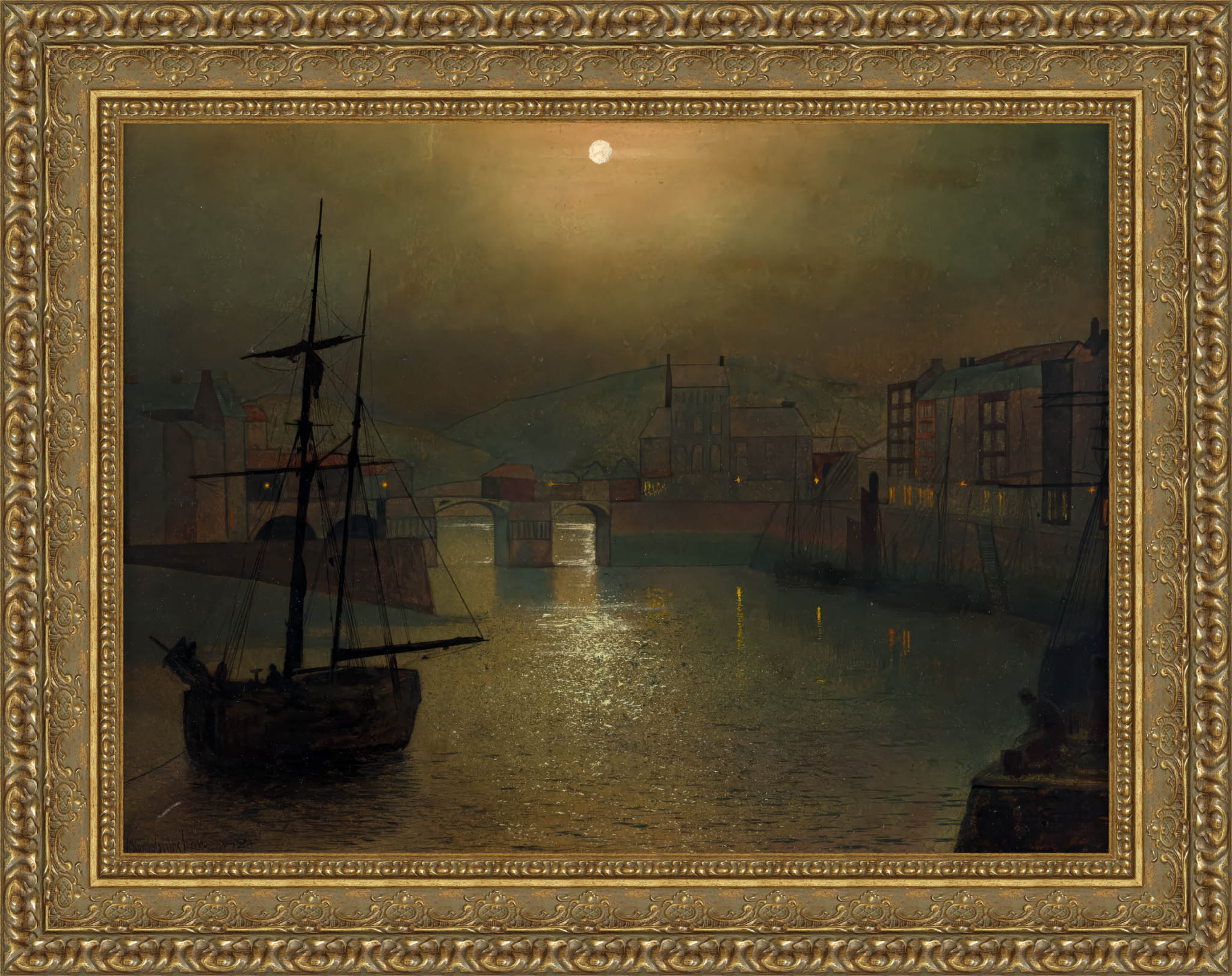 Whitby by John Atkinson Grimshaw — Framed Giclee Canvas Print | Canvas Classics