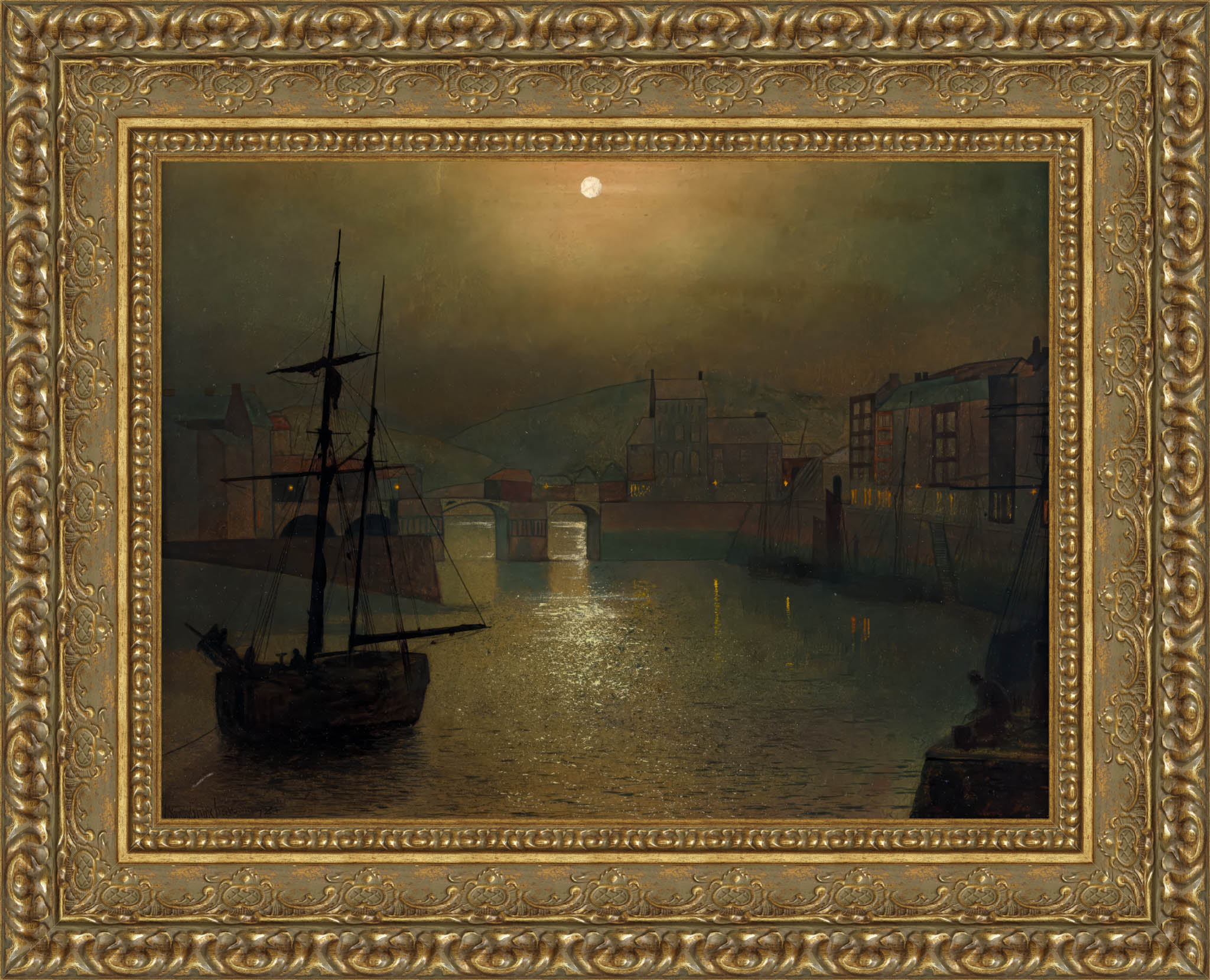 Whitby by John Atkinson Grimshaw — Framed Giclee Canvas Print | Canvas Classics