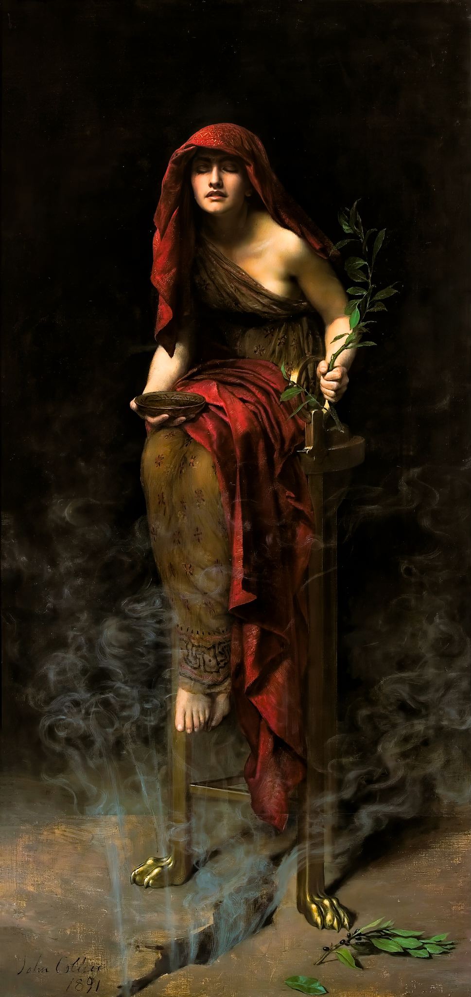 Priestess of Delphi – John Collier, 1891, framed