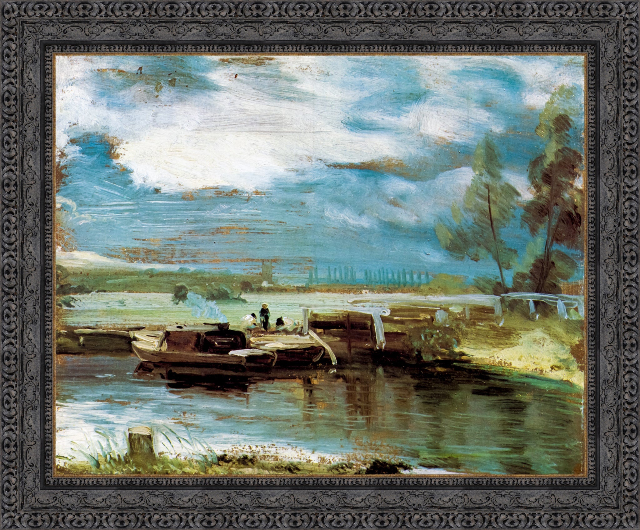 Barges on the Stour at Flatford Lock – John Constable, c. 1810–12 - Canvas Classics