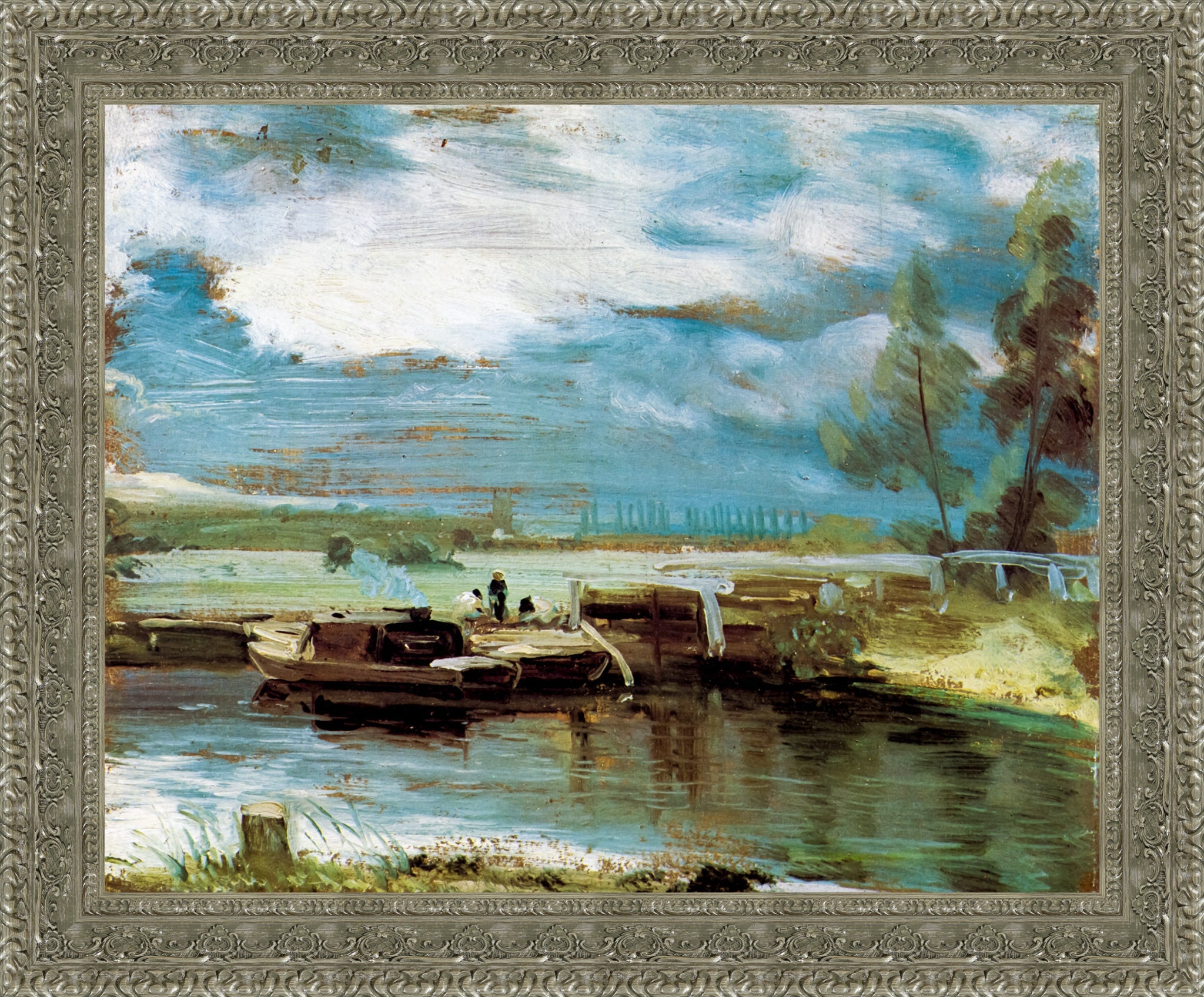 Barges on the Stour at Flatford Lock – John Constable, c. 1810–12 - Canvas Classics