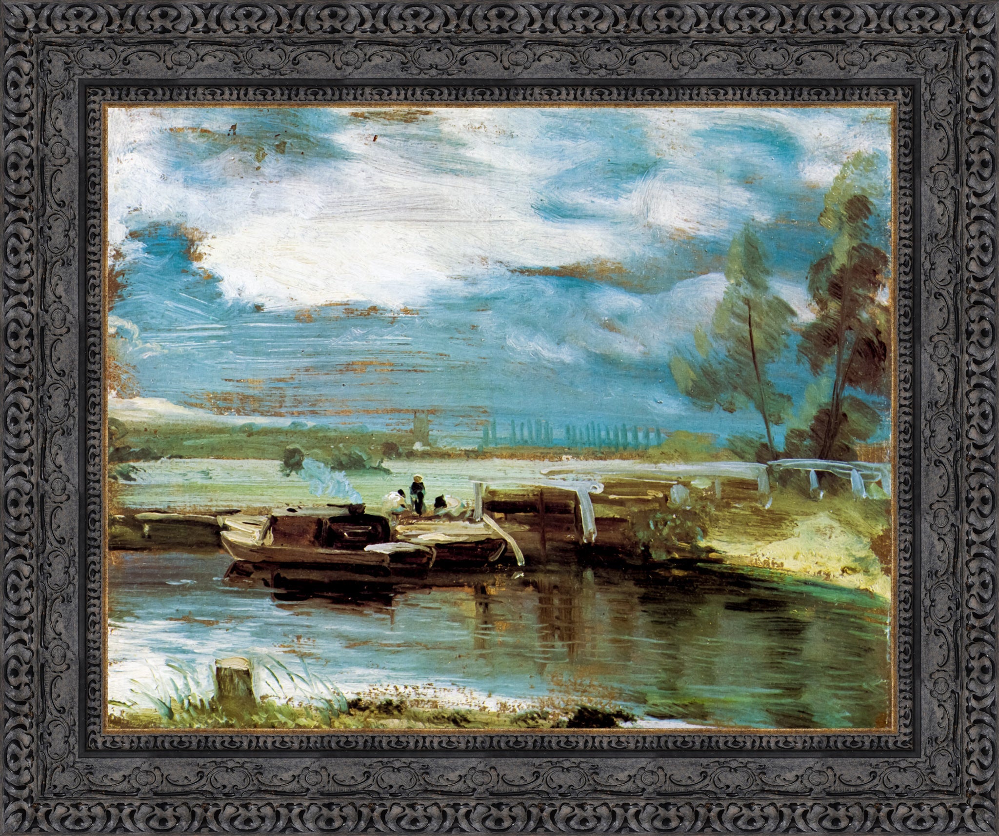 Barges on the Stour at Flatford Lock – John Constable, c. 1810–12 - Canvas Classics