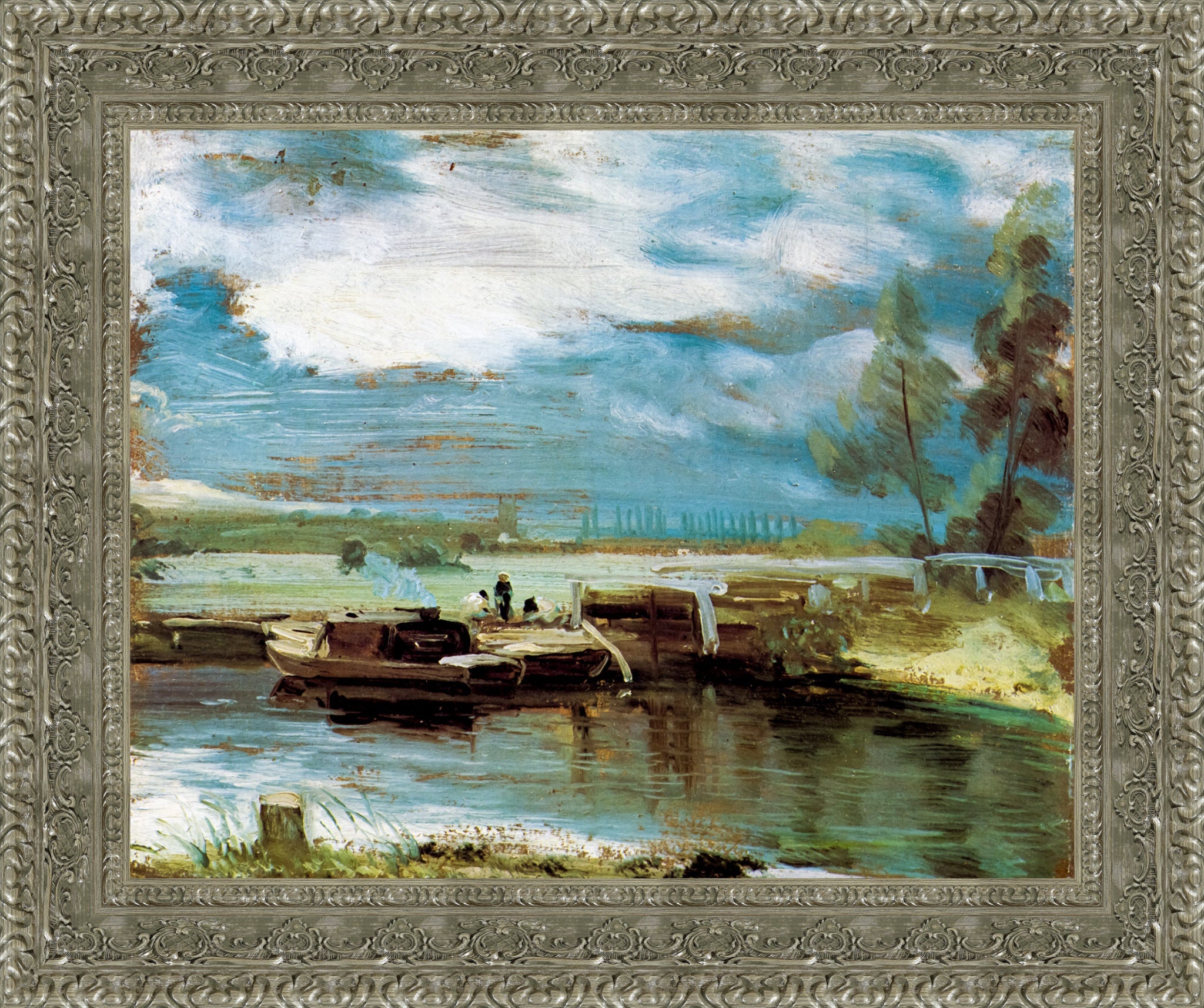 Barges on the Stour at Flatford Lock – John Constable, c. 1810–12 - Canvas Classics