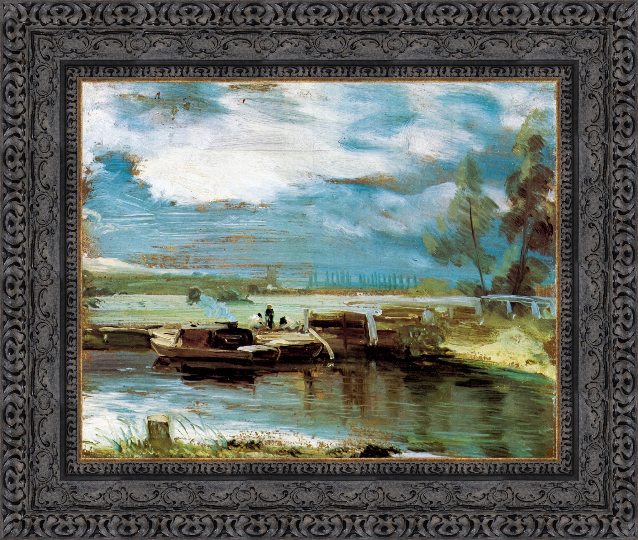 Barges on the Stour at Flatford Lock – John Constable, c. 1810–12 - Canvas Classics