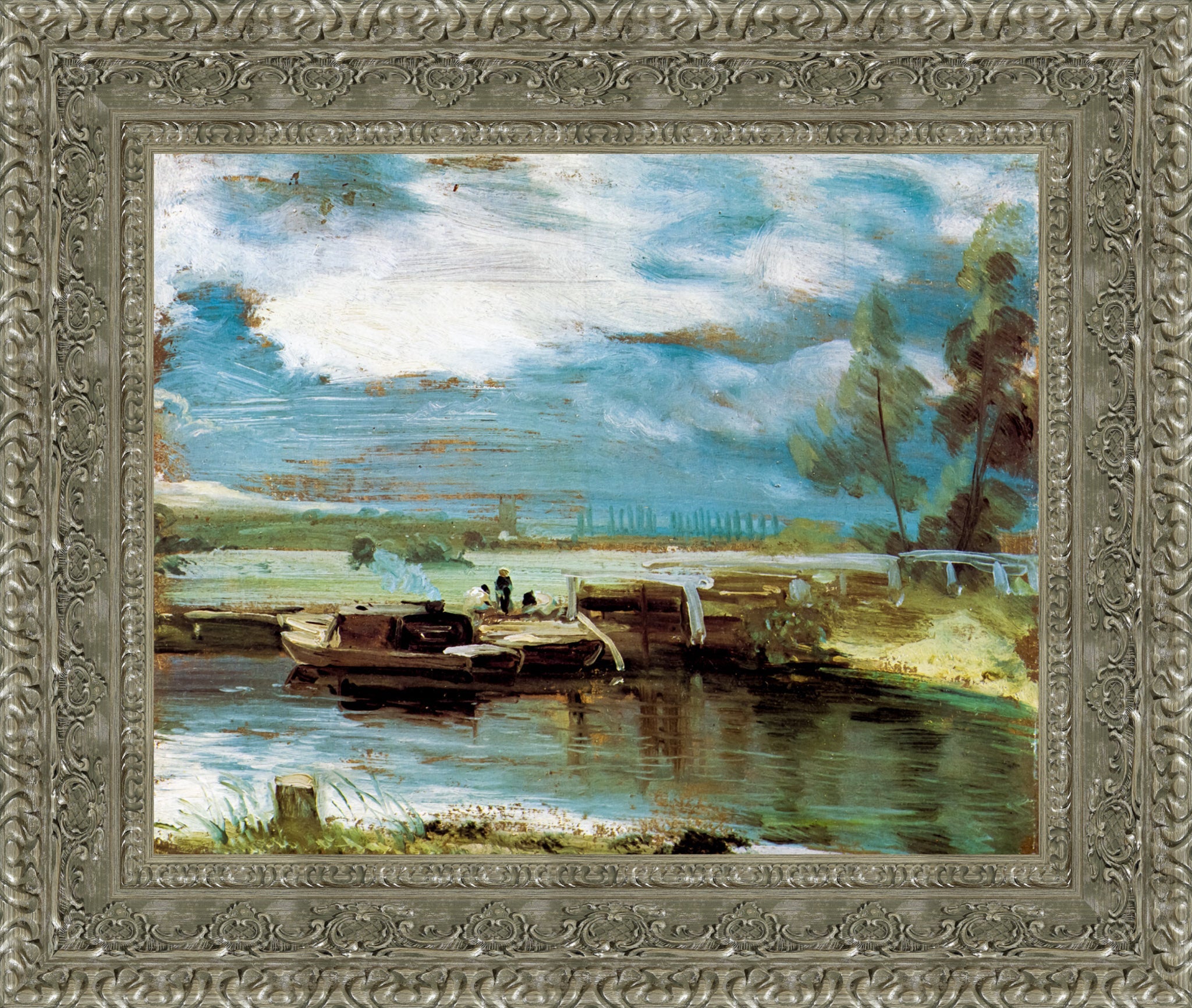 Barges on the Stour at Flatford Lock – John Constable, c. 1810–12 - Canvas Classics