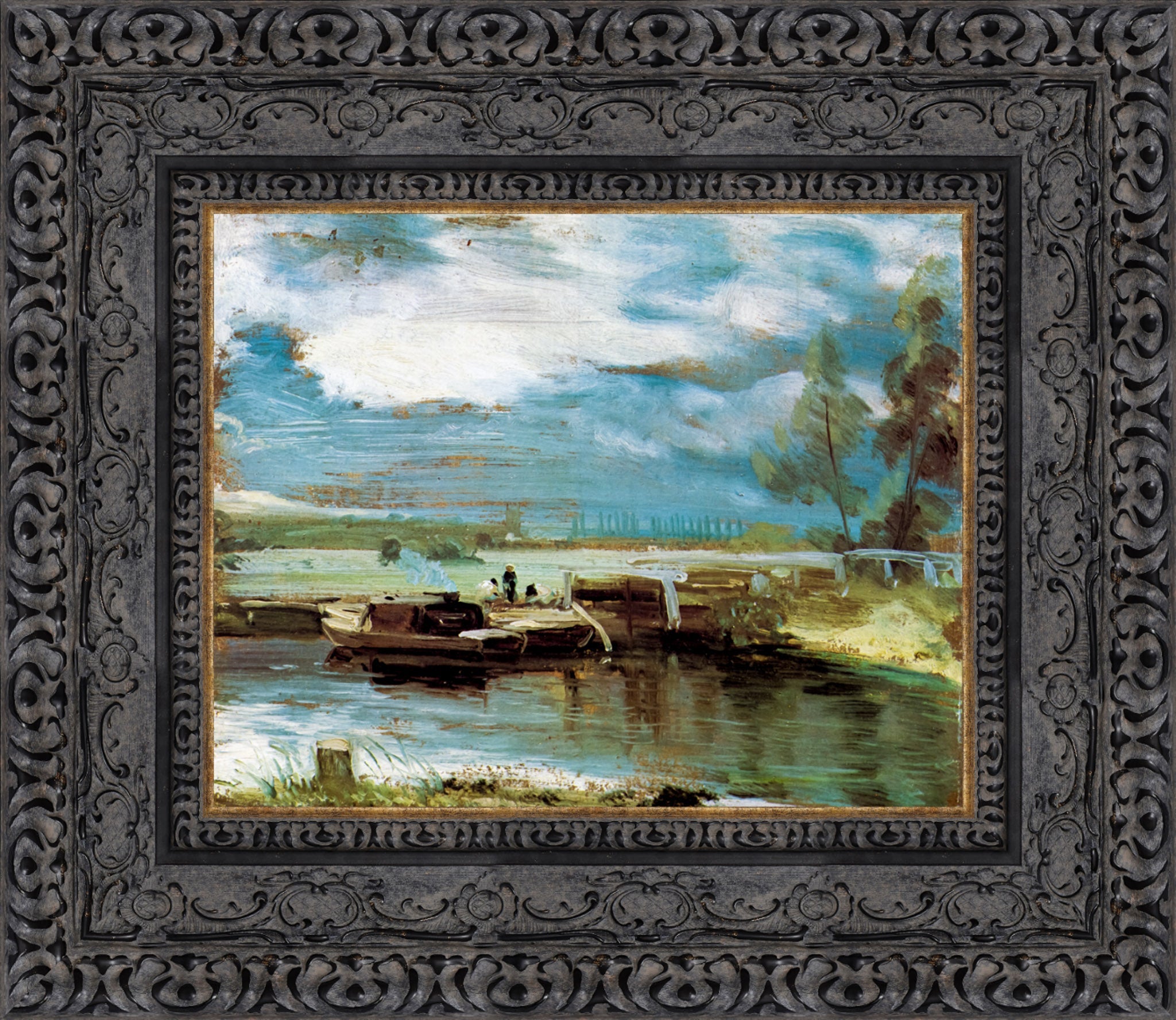 Barges on the Stour at Flatford Lock – John Constable, c. 1810–12 - Canvas Classics